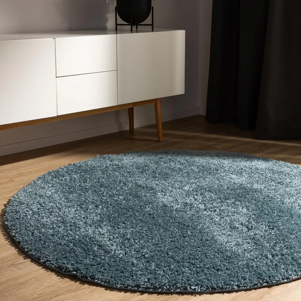 benuta-basic-sohari-hochflorteppich-80-cm-rund-blau-waschbar image 1