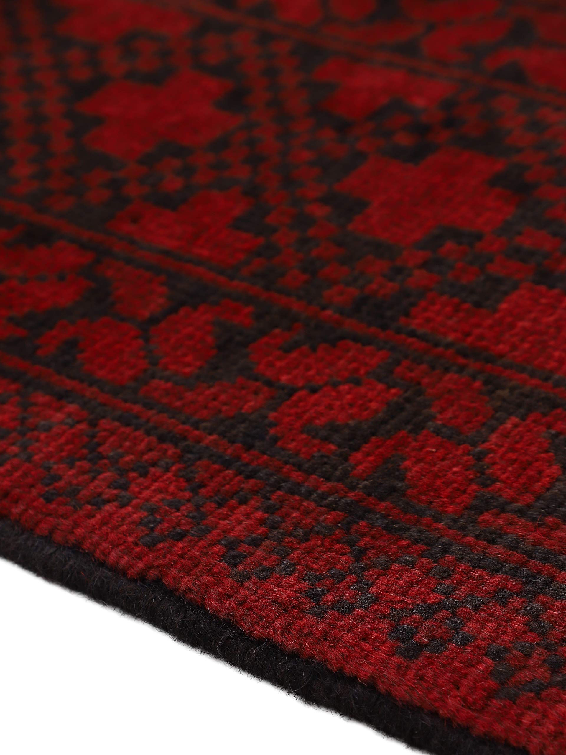 carpetfine-afghan-akhche-l-ufer-rot-80x200-cm-handgekn-pft-wolle image 5