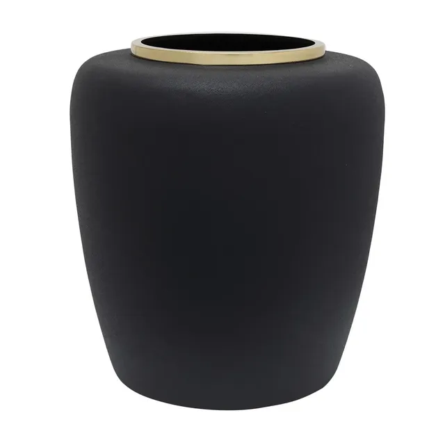 kayoom-vase-art-deco-2025-handgearbeitete-vase-aus-eisen-schwarz-matt-mit-metall image 1