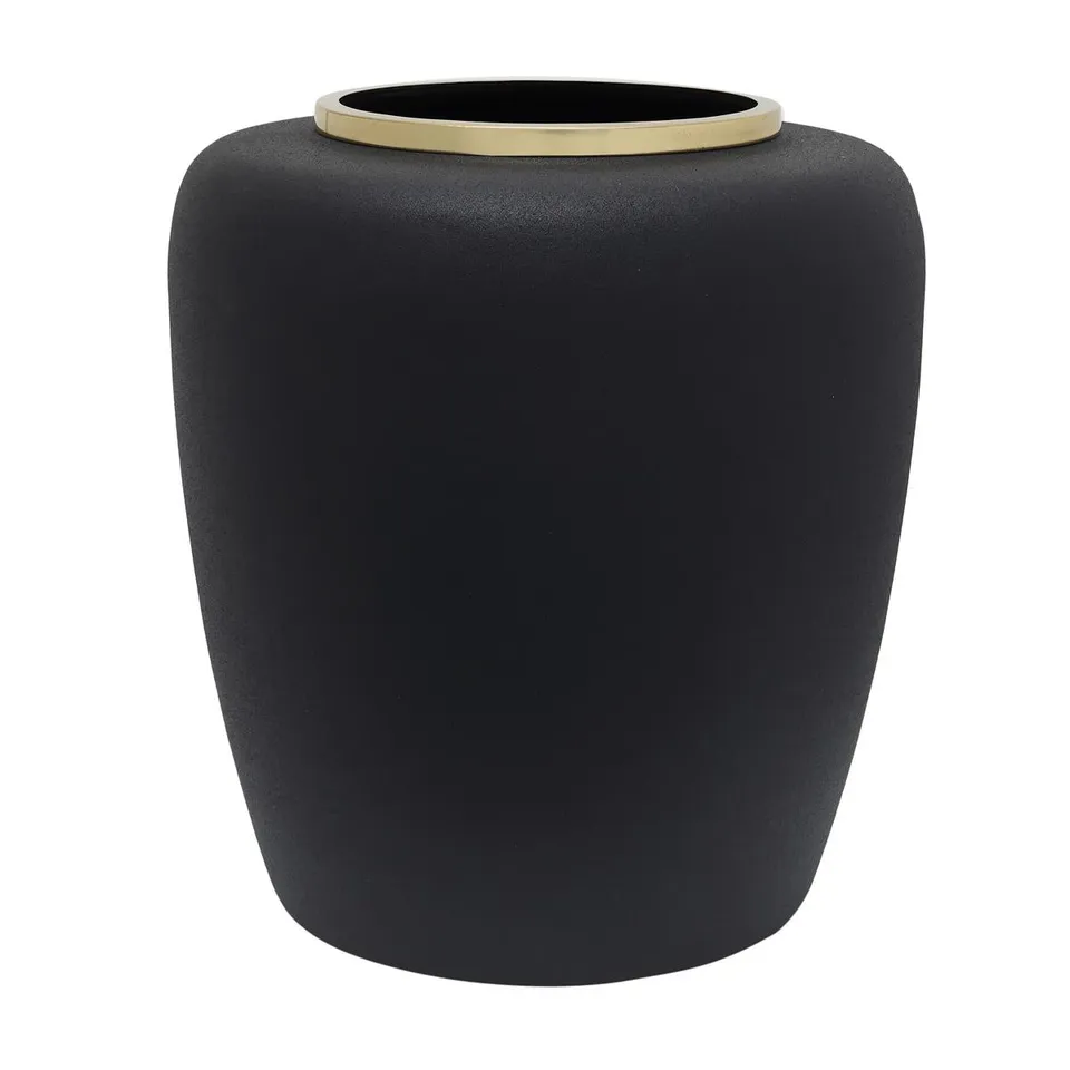 kayoom-vase-art-deco-2025-handgearbeitete-vase-aus-eisen-schwarz-matt-mit-metall image 1