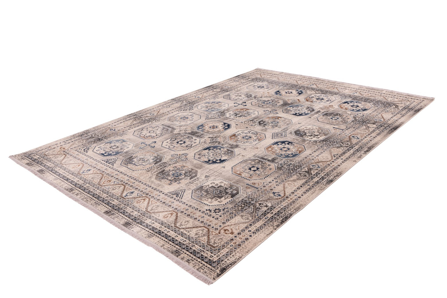kayoom-anouk-425-vintage-teppich-flach-weich-fransen-pflegeleicht image 2