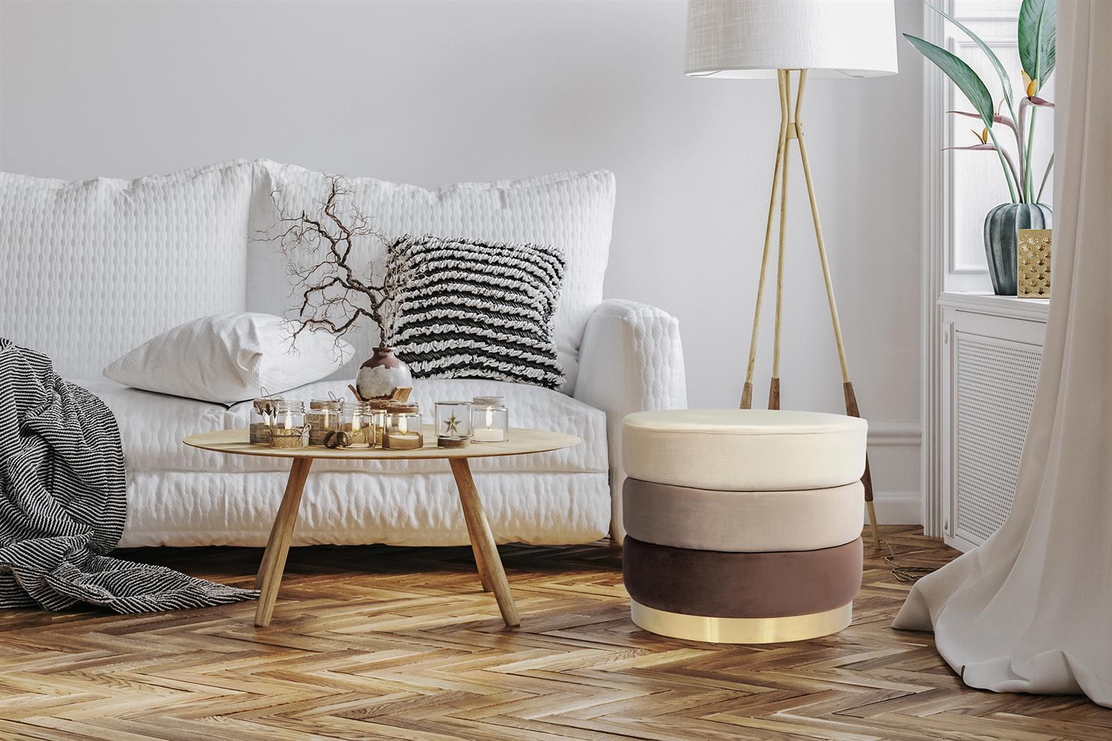 kayoom-hocker-matilda-325-runder-sitzhocker-mit-polyester-samtbezug-und-goldenem image 2