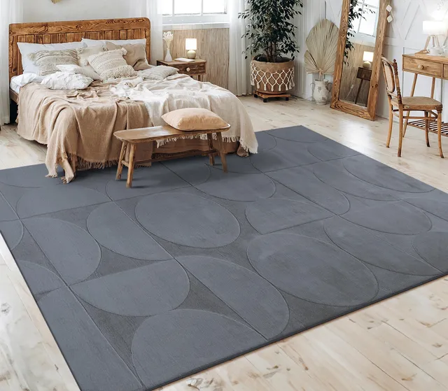 paco-home-skandi-boho-kurzflor-teppich-160x220-cm-anthrazit-rauten image 1