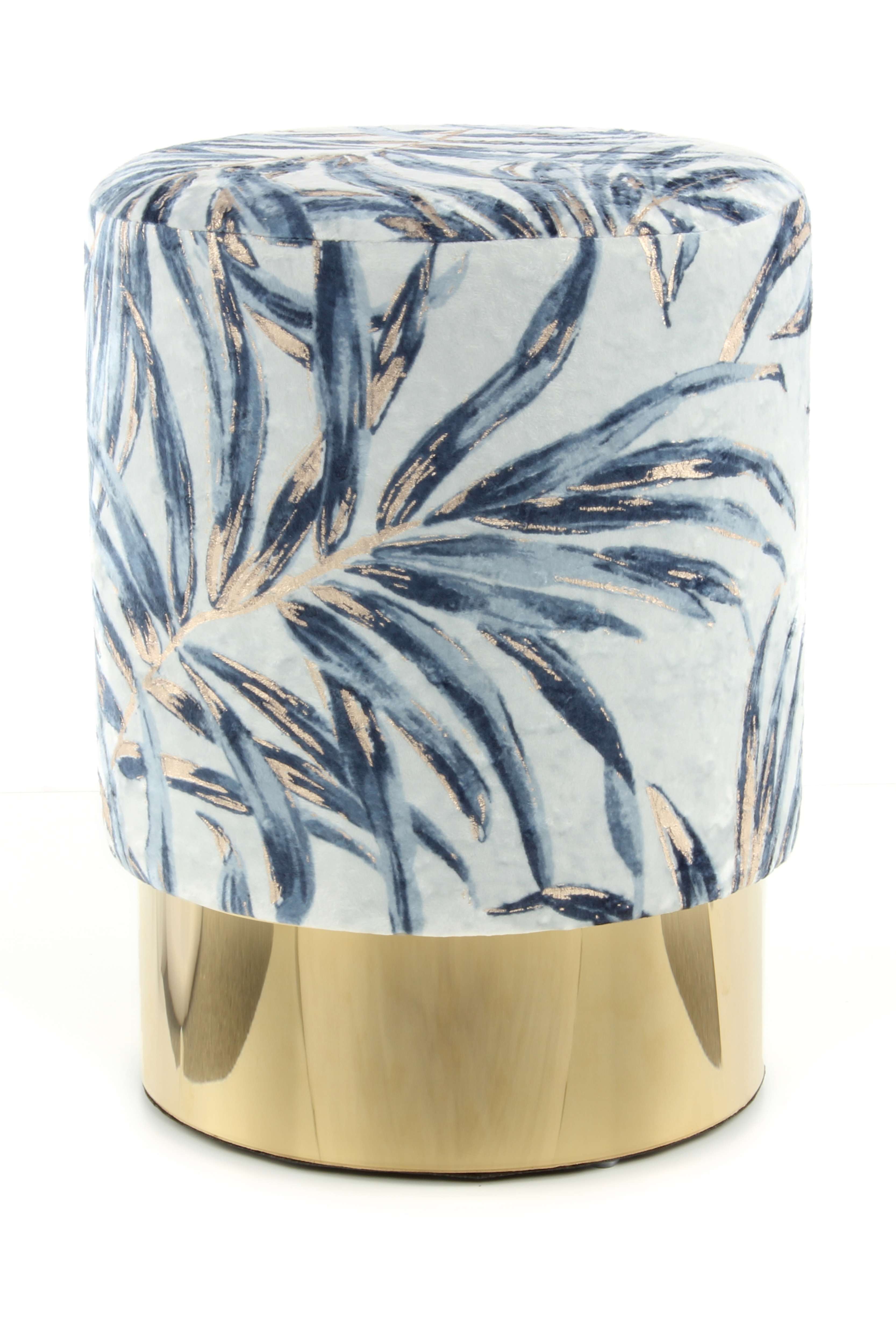 kayoom-hocker-gipsy-225-runder-sitzpouf-mit-metallelement-floraler-samtbezug-ver image 2