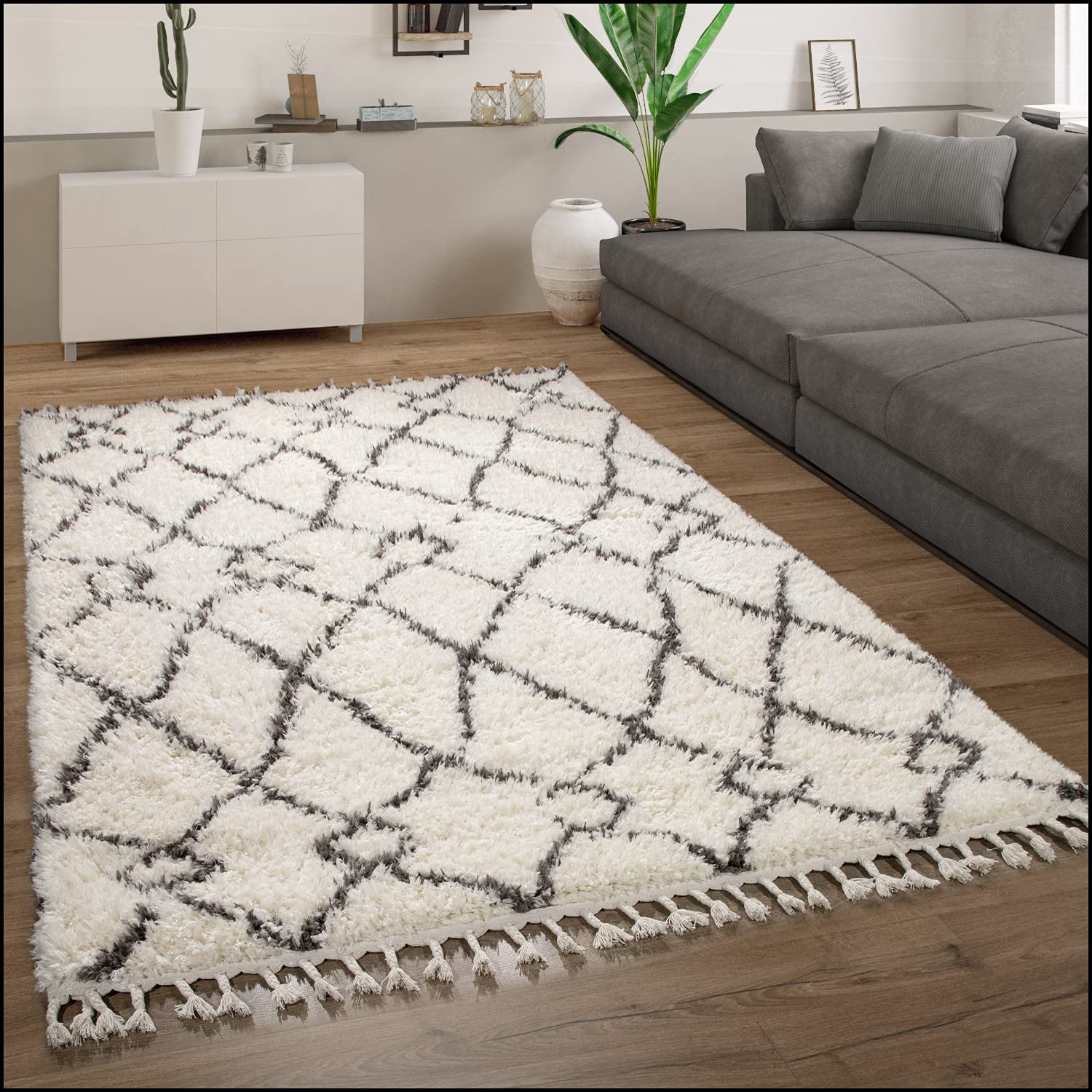 paco-home-shaggy-skandi-langflor-teppich-120x170-cm-creme-mit-fransen image 2