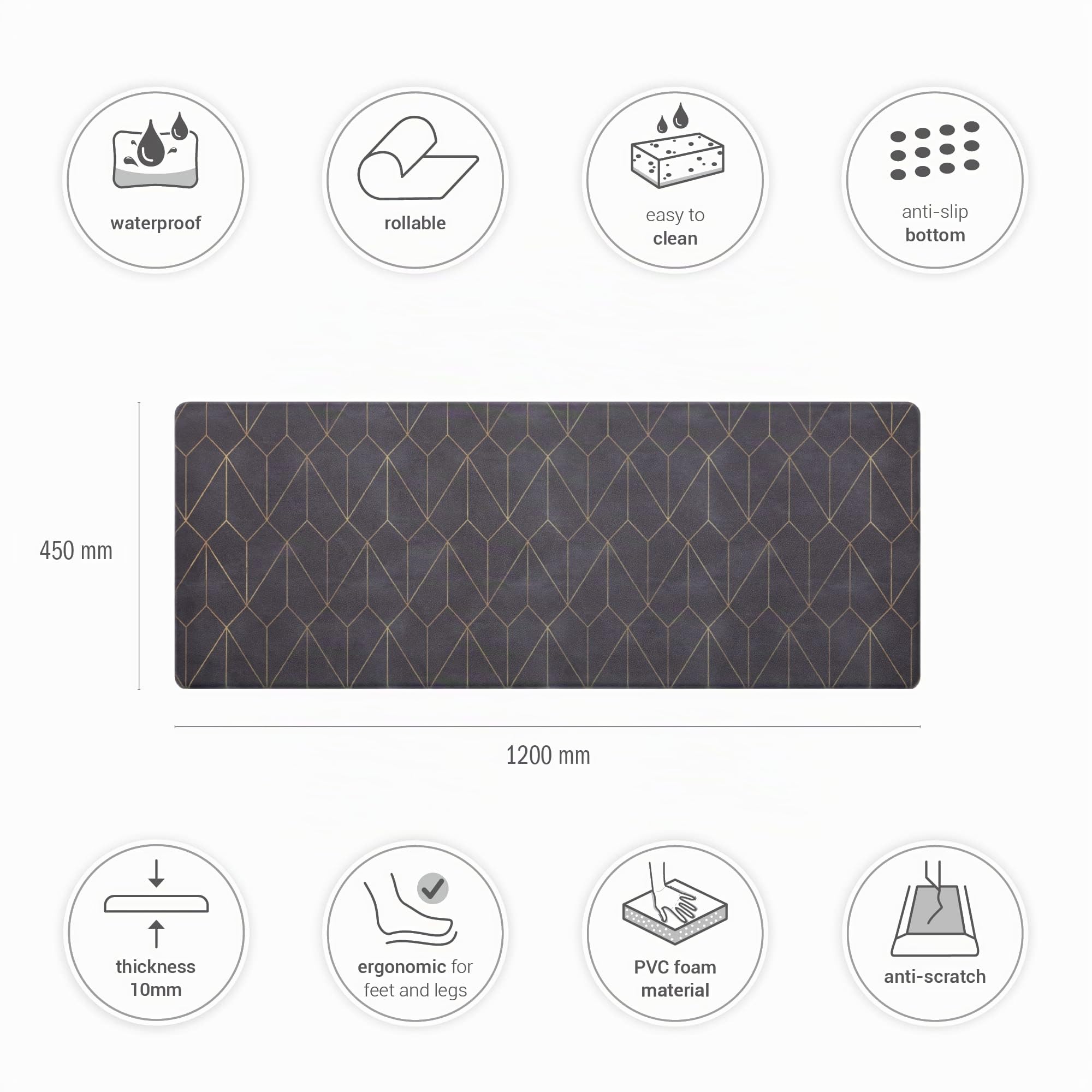 paco-home-k-chenl-ufer-k-chenmatte-pvc-rutschfest-schwarz-2-45x120-cm image 2
