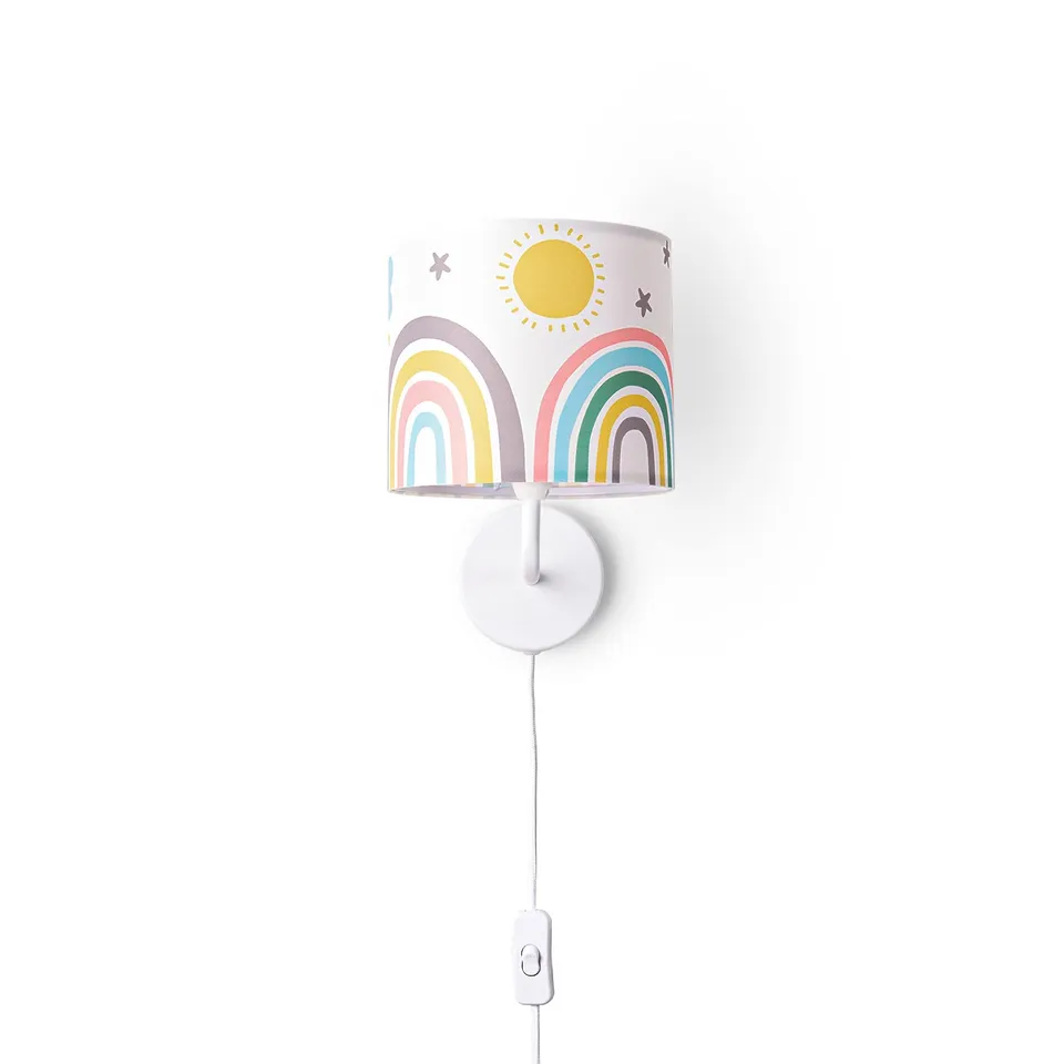 paco-home-wandlampe-kinderzimmer-regenbogen-kariert-e14-mit-stecker image 1