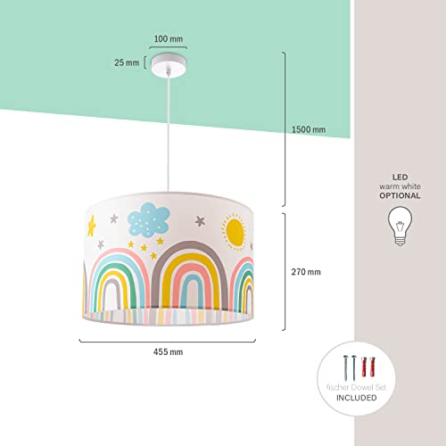 paco-home-kinder-pendelleuchte-stoffschirm-rund-regenbogen-e27-bunt image 7