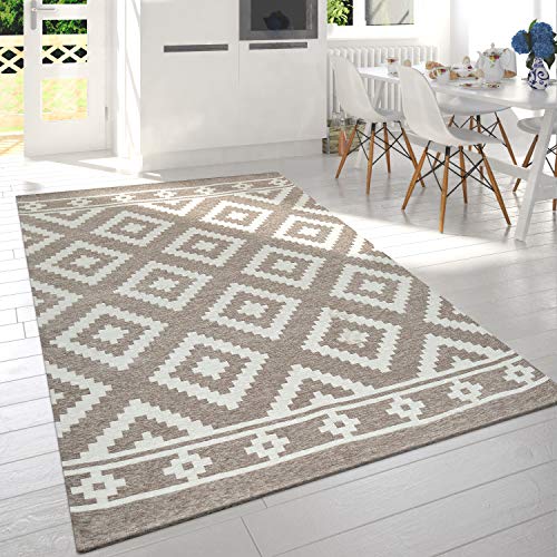 paco-home-wohnzimmer-kurzflor-teppich-skandi-design-rauten-beige-wei-60x110-cm-w image 5