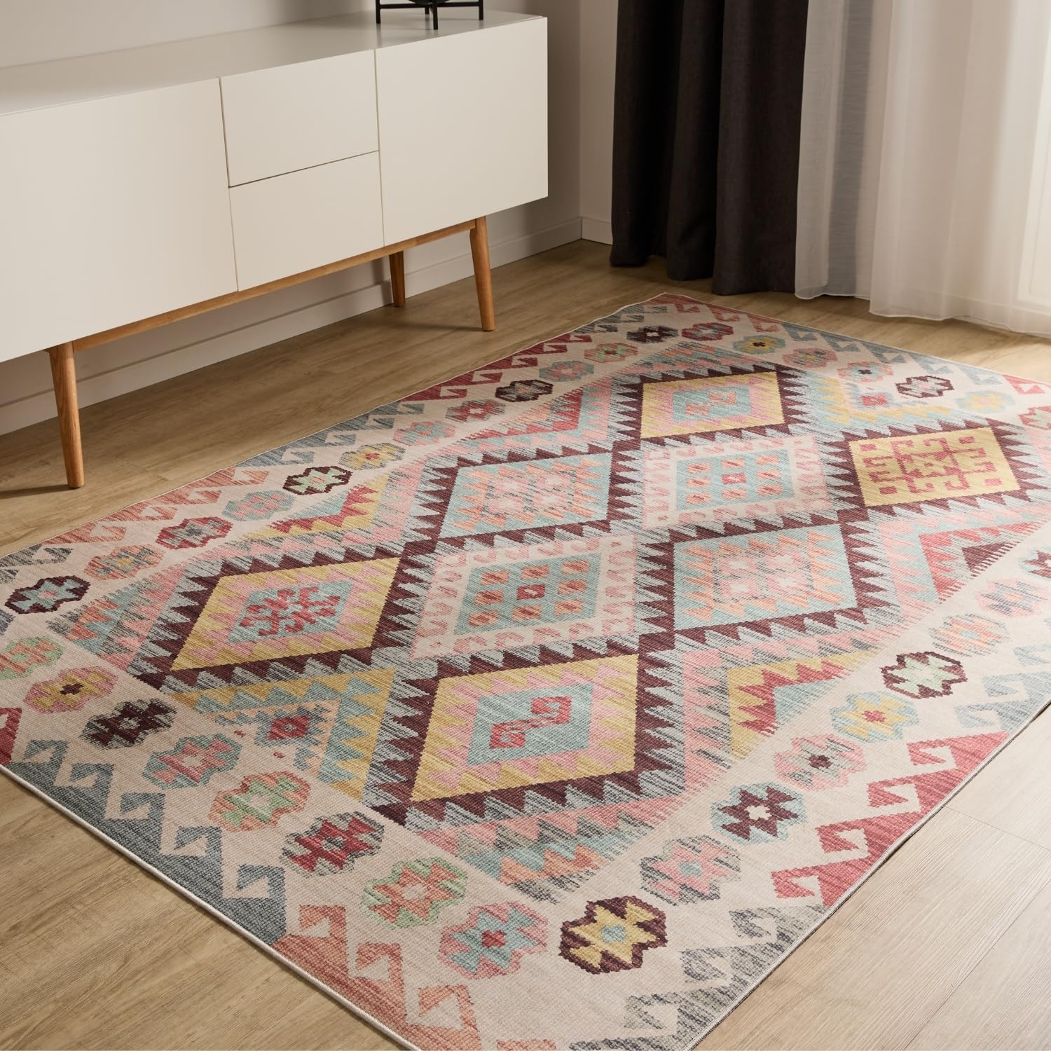 benuta-basic-george-waschbarer-teppich-rund-multicolor-120-cm-kelim image 8