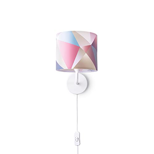 paco-home-volta-wandleuchte-e14-stoffschirm-punkte-geometrisch-mit-stecker-und-k image 5