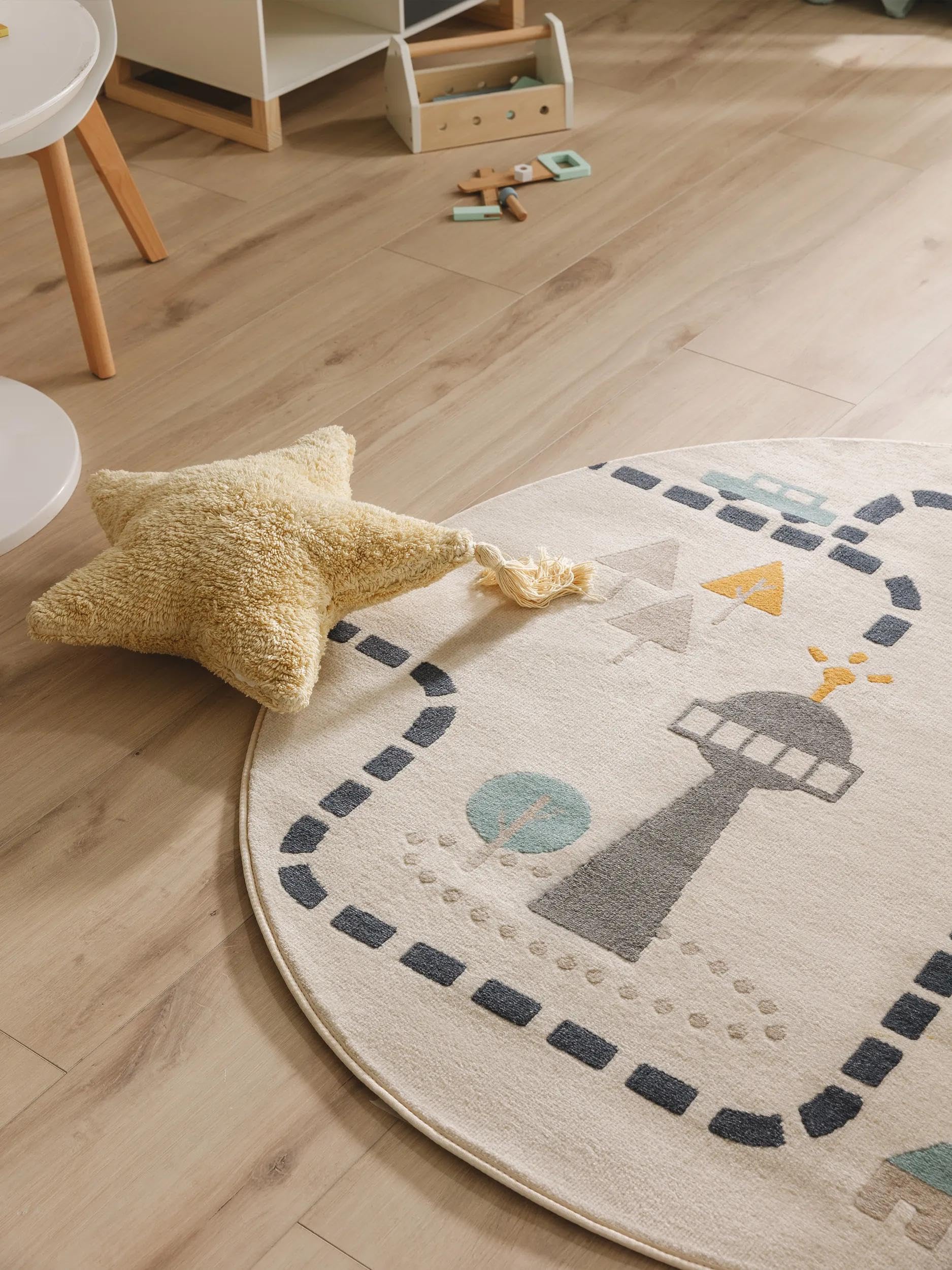 benuta-lytte-kinderteppich-juno-beige-120-cm-rund-kunstfaser-pflegeleicht-f-r-ki image 2