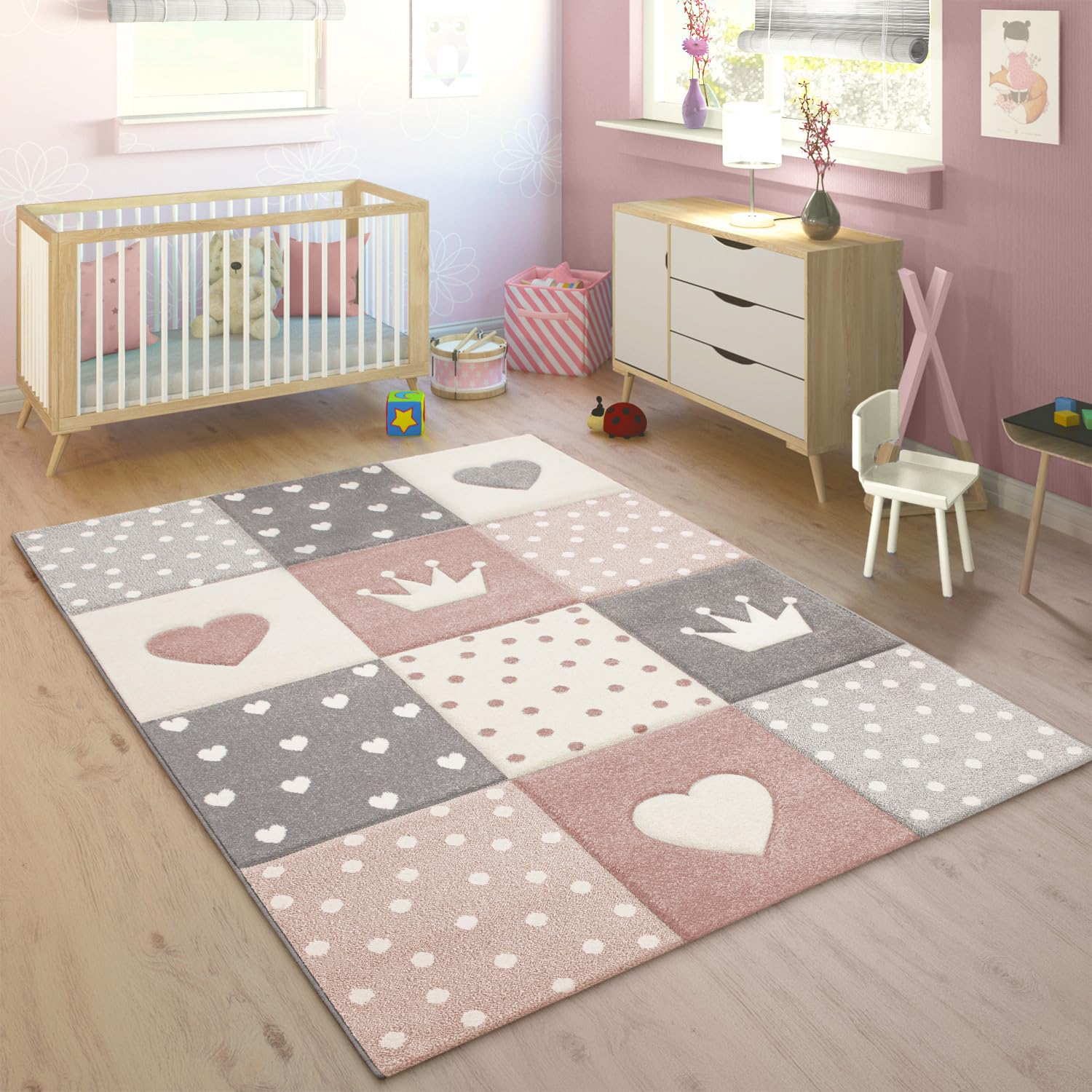 paco-home-ela-kinderteppich-karo-punkte-herzen-sterne-160x230-cm-pastell-gr-n-gr image 8