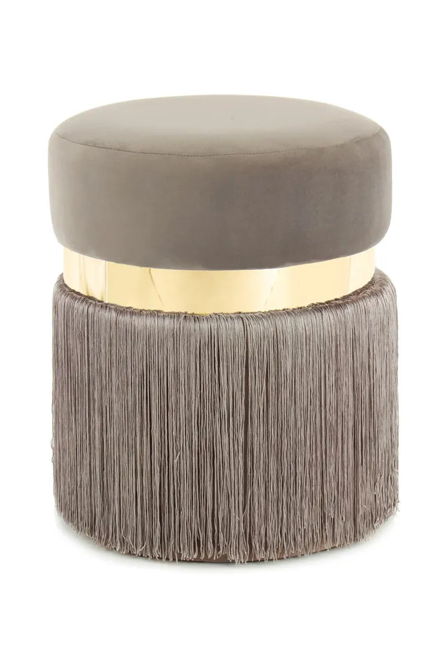 kayoom-hocker-rebecca-925-runder-samthocker-mit-fransen-und-metallring image 1