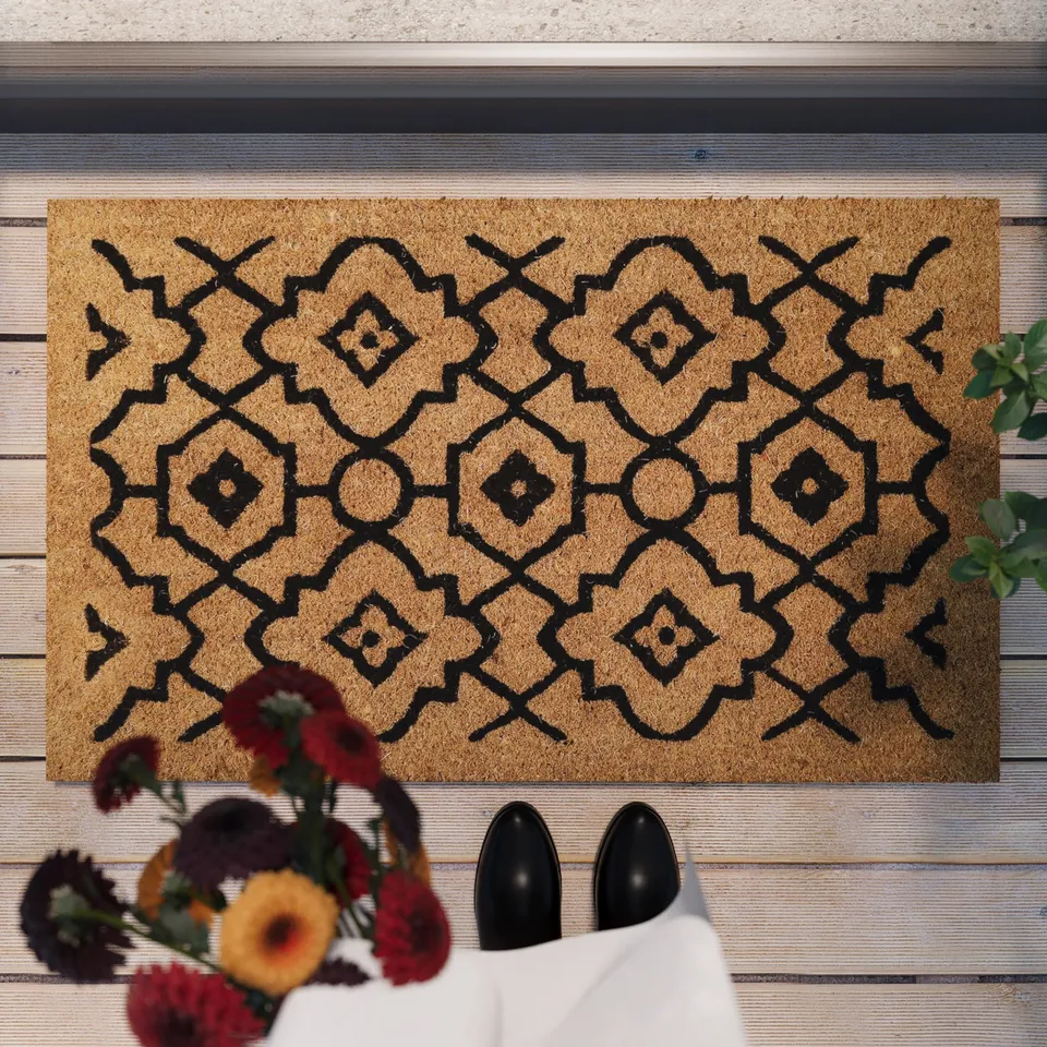weconhome-kokosfu-matte-posh-palace-natur-schwarz-gewebt-47-rabatt image 1