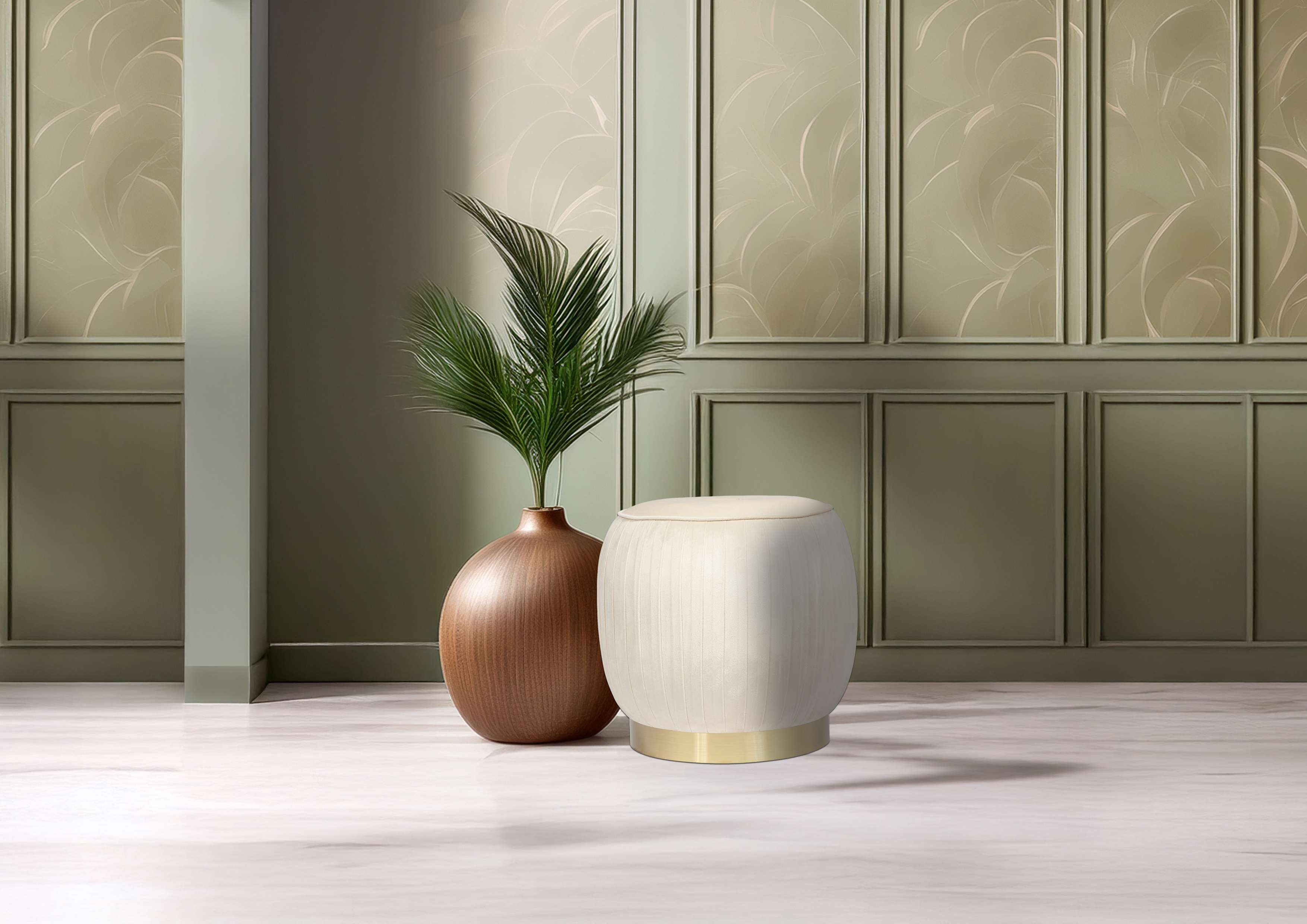 kayoom-hocker-lyla-125-samtiger-polsterhocker-mit-goldenem-edelstahl-sockel image 2