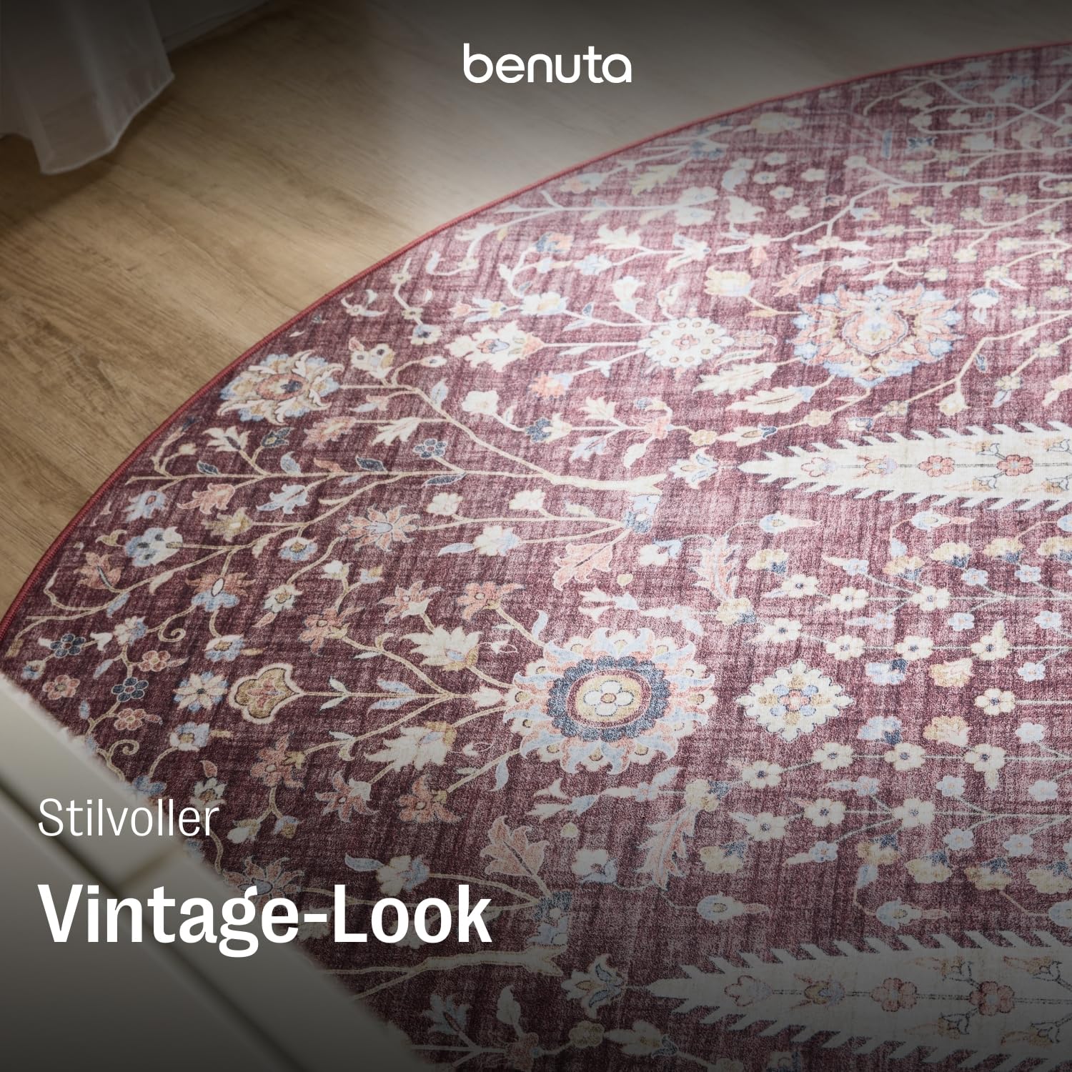 benuta-basic-waschbarer-teppich-george-bordeaux-120-cm-rund image 2