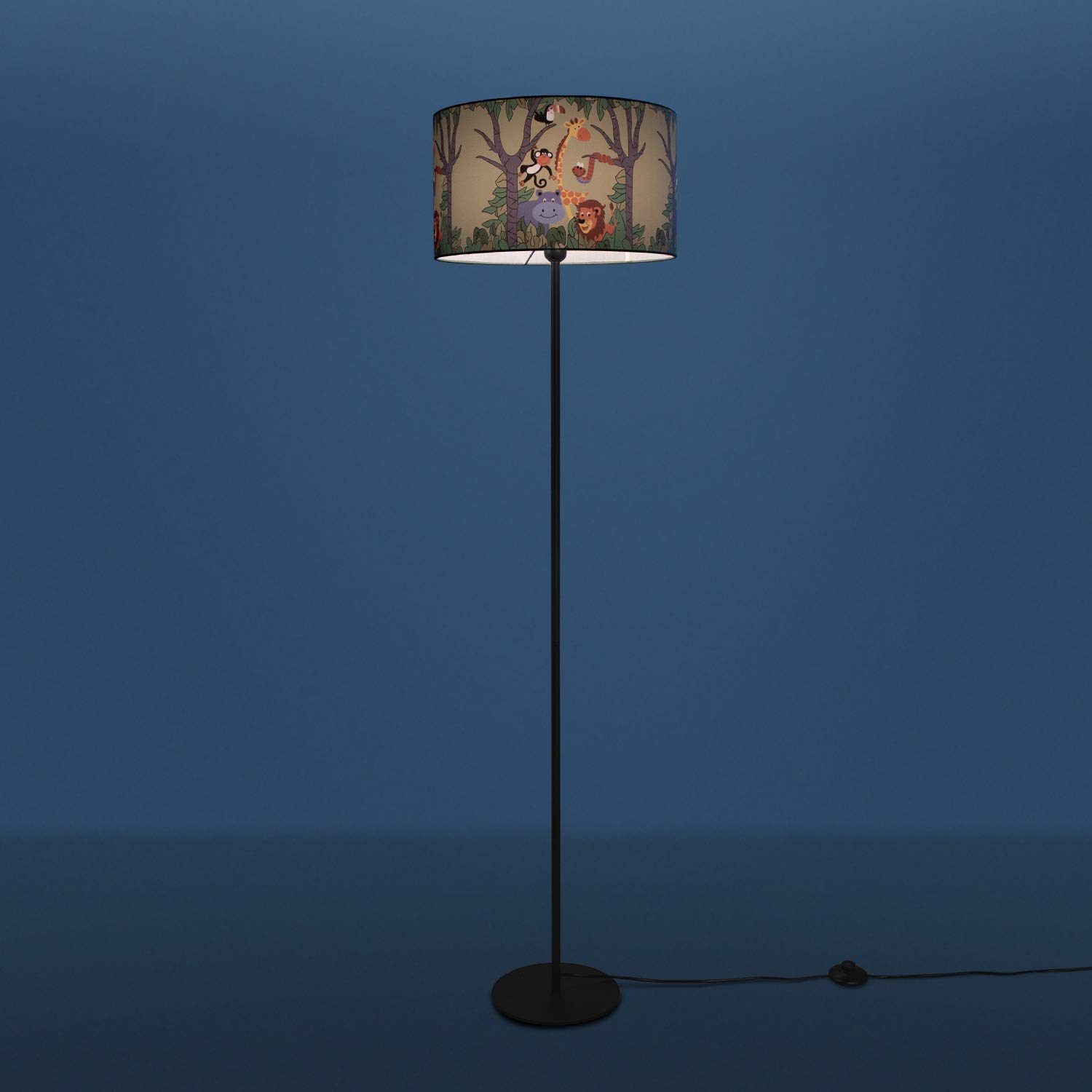paco-home-kinder-stehlampe-dschungel-tier-motiv-einbeinig-schwarz-schirm-gr-n-38 image 3
