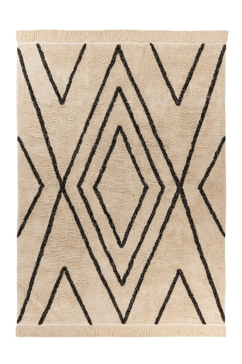 kayoom-mylen-525-flachflorteppich-creme-schwarz-pflegeleicht-verschiedene-gr-en image 1