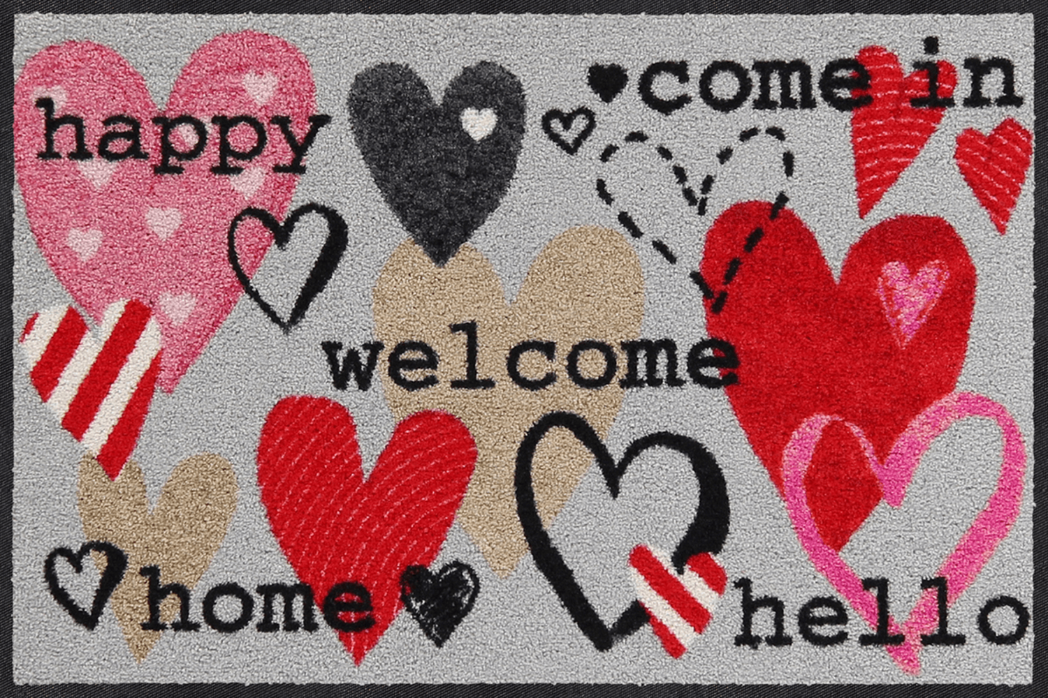 salonloewe-happy-hearts-eingangsmatte-50-x-75-cm-polyamid-rutschfest-waschbar image 1