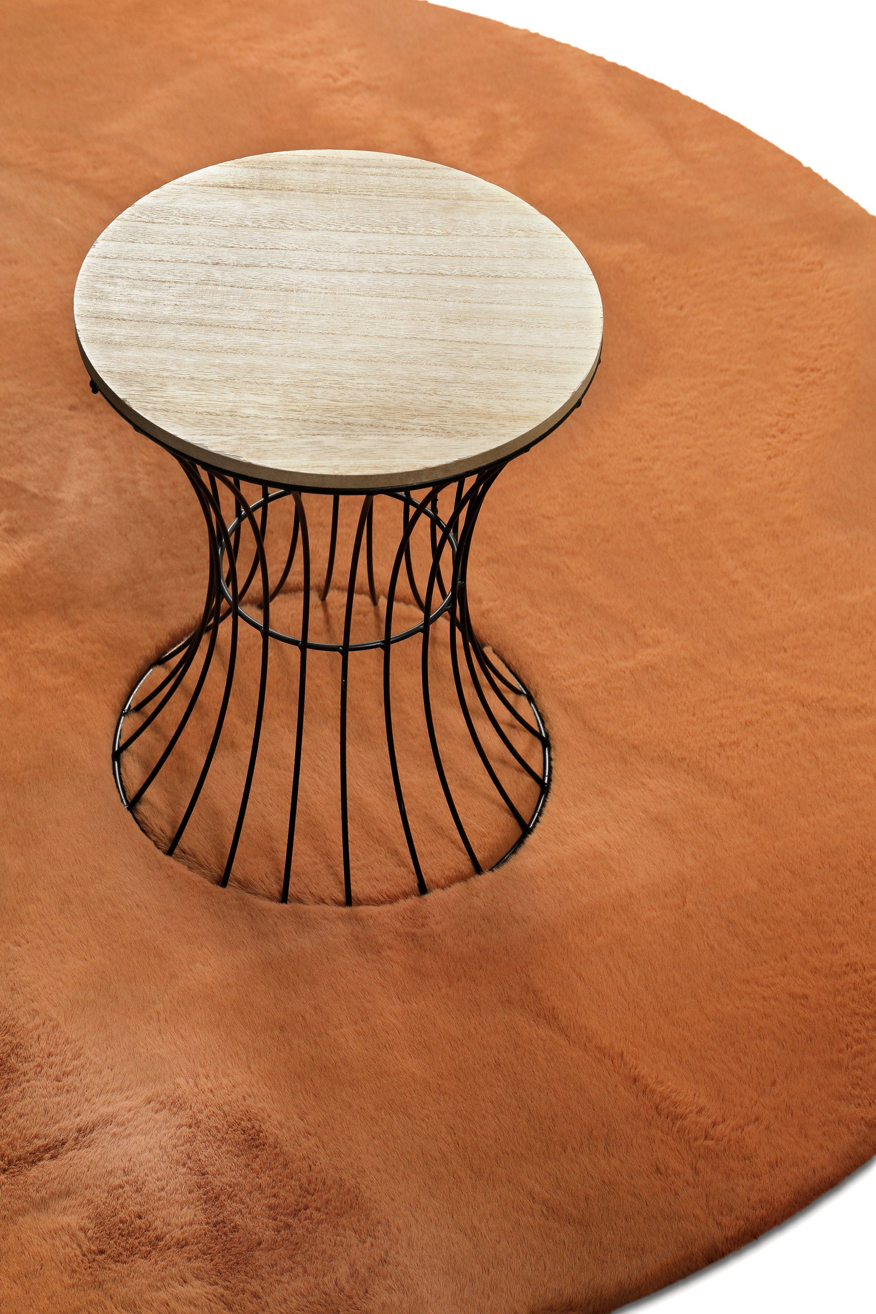 weconhome-basics-kunstfell-teppich-anna-rund-terracotta-flauschiger-hochflor-100 image 6