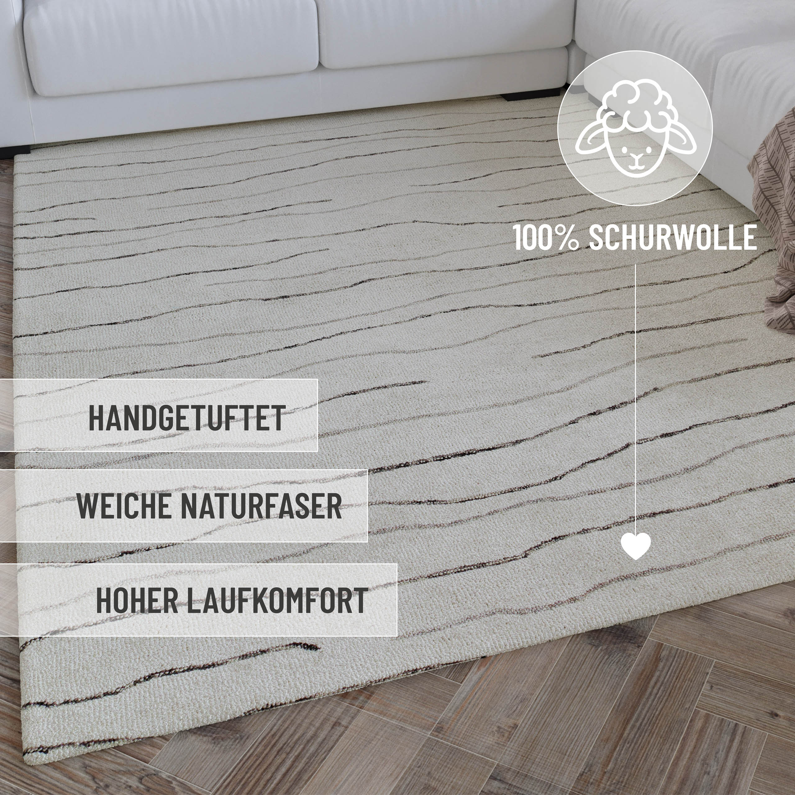 weconhome-hamptons-eleven-kurzflor-teppich-creme-wei-schurwolle image 4
