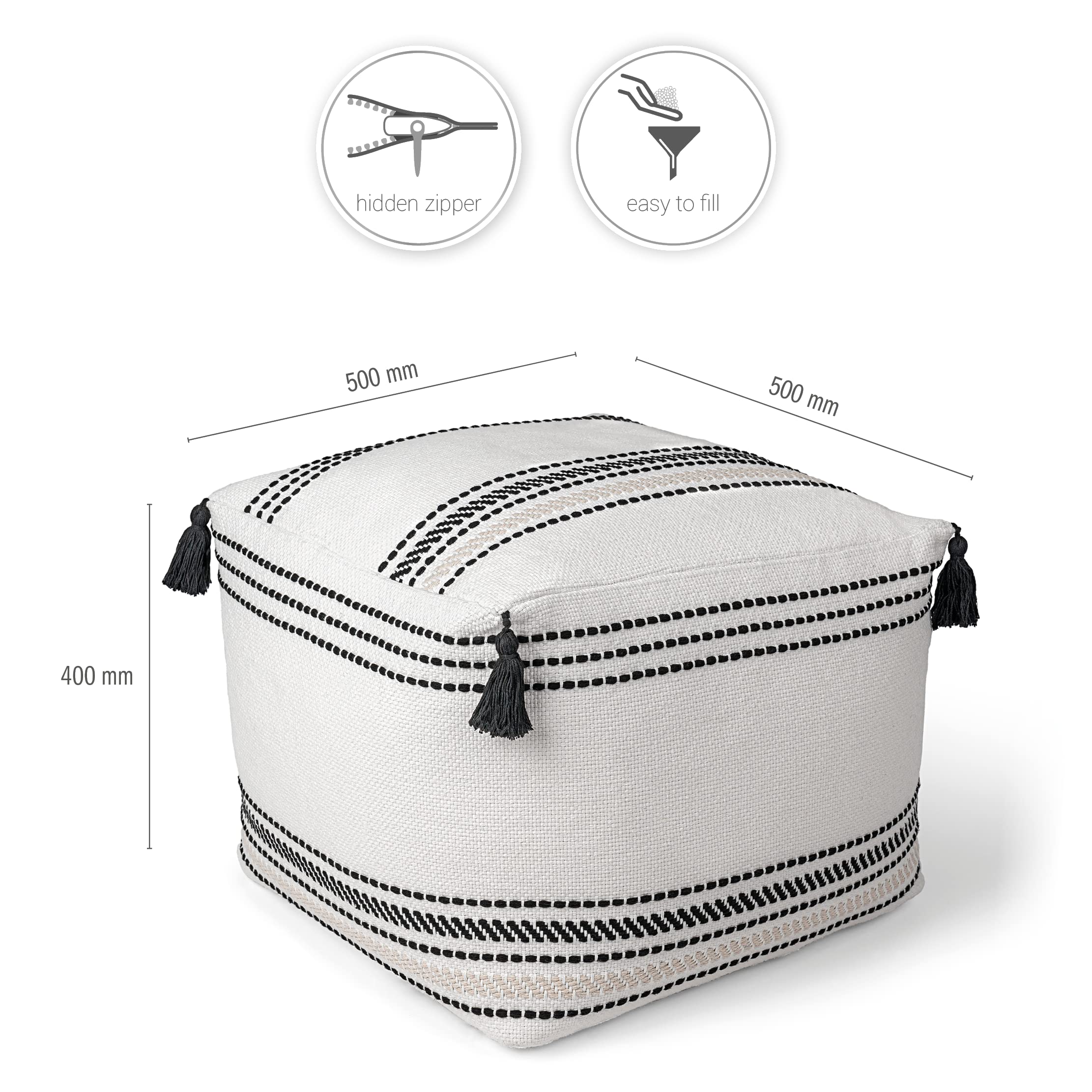 paco-home-in-outdoor-sitzsack-sessel-ohne-f-llung-schwarz-wei-50x50x40-cm-100-po image 3