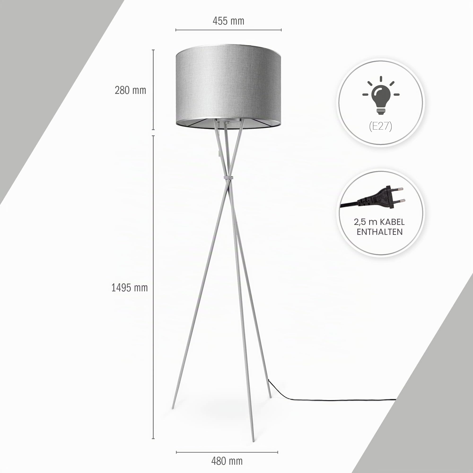paco-home-stehlampe-dreibein-stoffschirm-skandi-e27-mit-stecker-einfarbig image 3