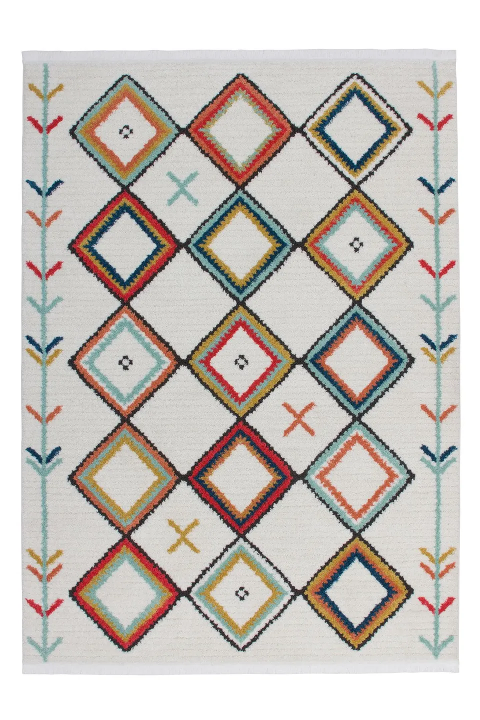 kayoom-agadir-210-kurzflorteppich-buntes-rautenmuster-im-ethno-design-pastellfar image 1