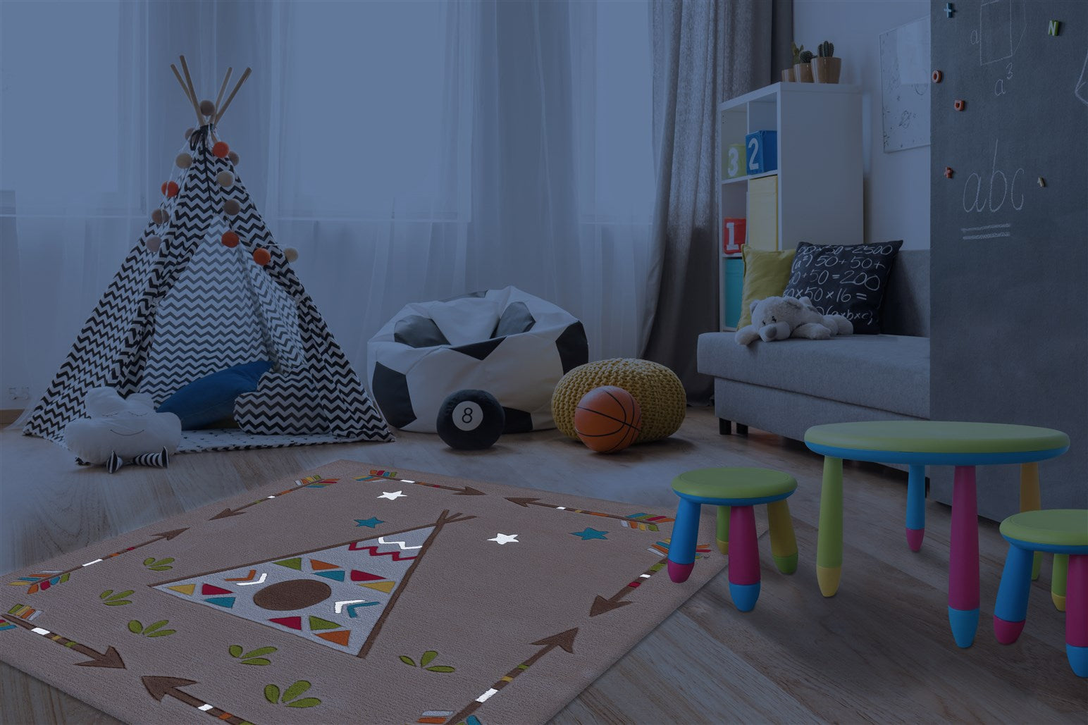 kayoom-spirit-glowy-3142-kinderteppich-mit-leuchtgarn-kurzflorig-fluoreszierend- image 4