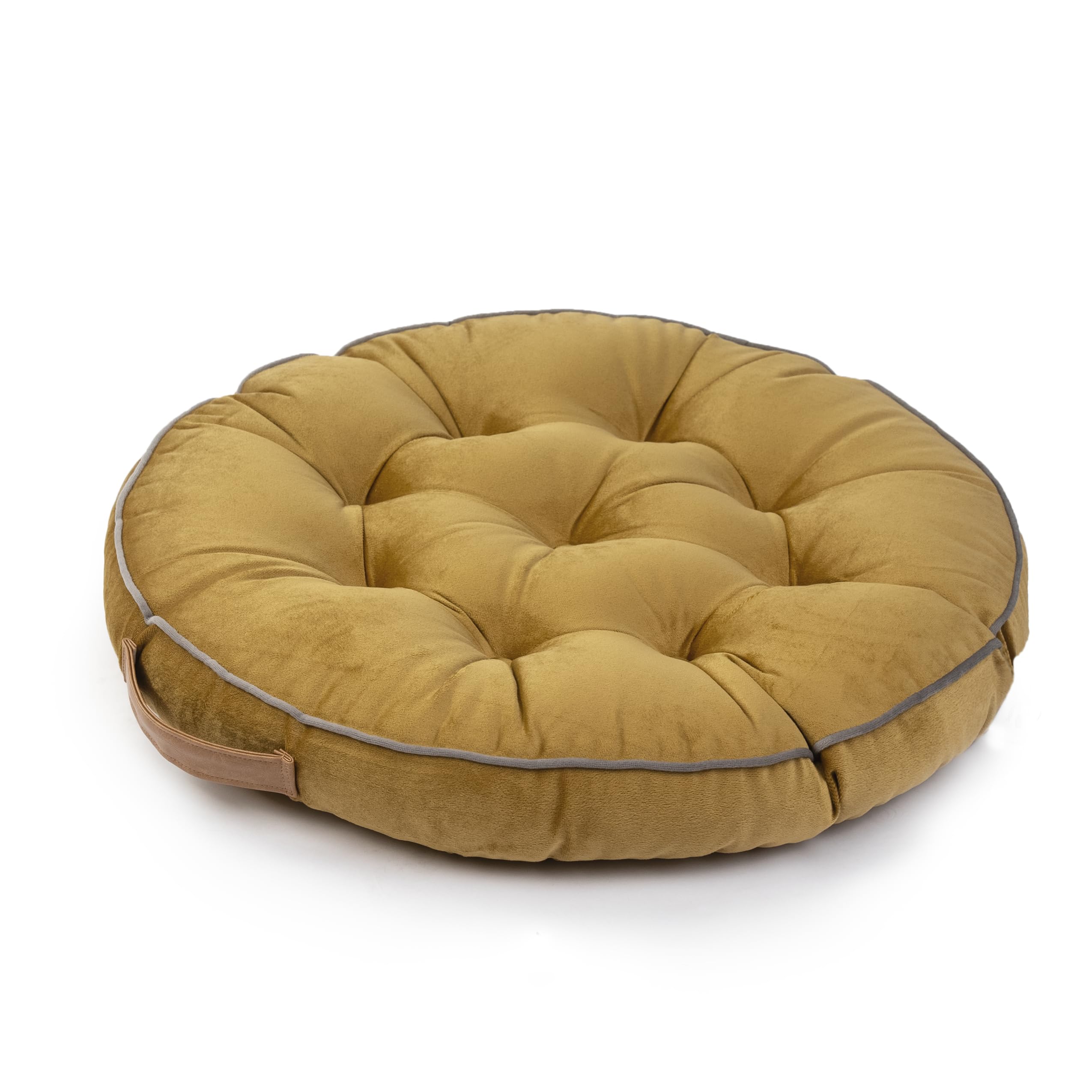 paco-home-bodenkissen-uni-ocker-sitzkissen-rund-50x50x8-cm image 2