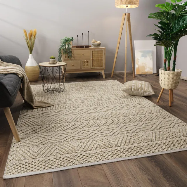 paco-home-teppich-wohnzimmer-kurzflor-skandinavisch-boho-geometrisch-120x160-cm- image 1