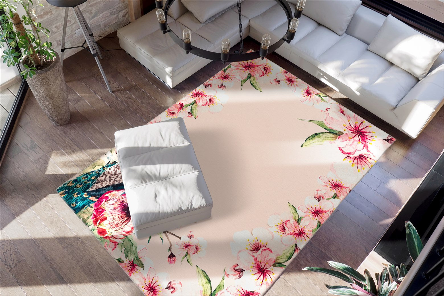 kayoom-blossom-125-bedruckter-flachflorteppich-mit-ziernaht-filzr-cken-f-r-fu-bo image 2
