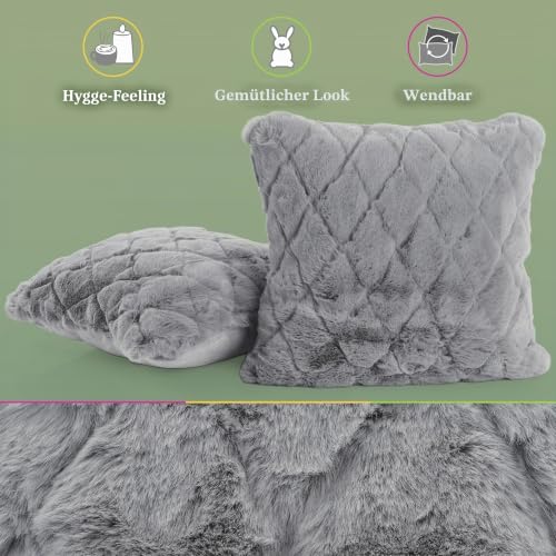 paco-home-boho-kissenbezug-2er-set-grau-einfarbig-mit-3d-raute image 8
