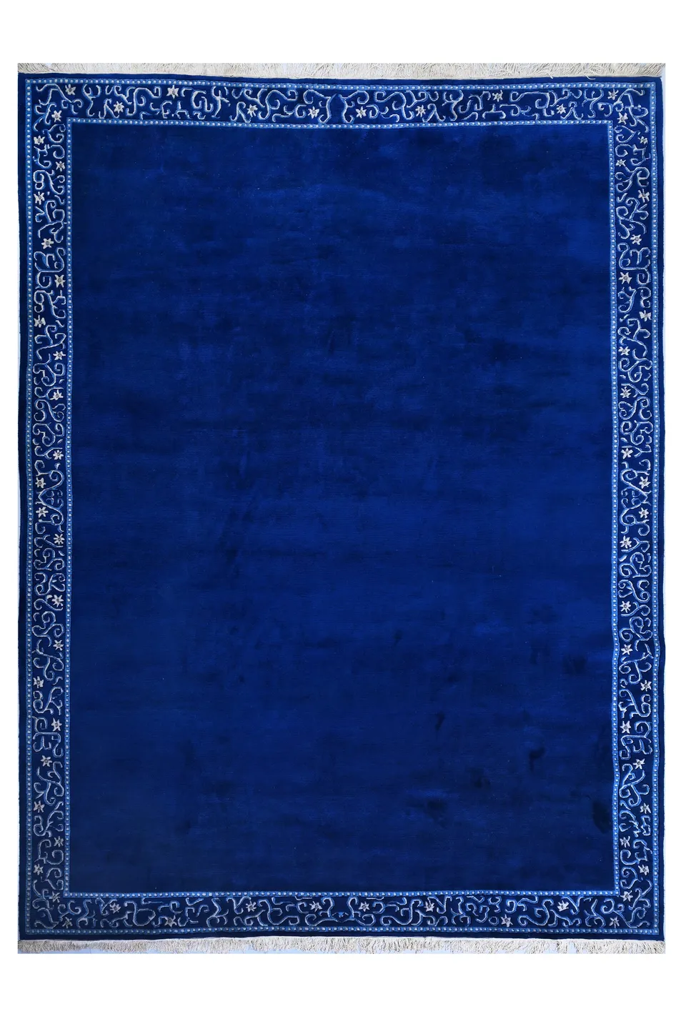 weconhome-handgekn-pfter-tibet-teppich-blau-mit-retro-bord-re image 1