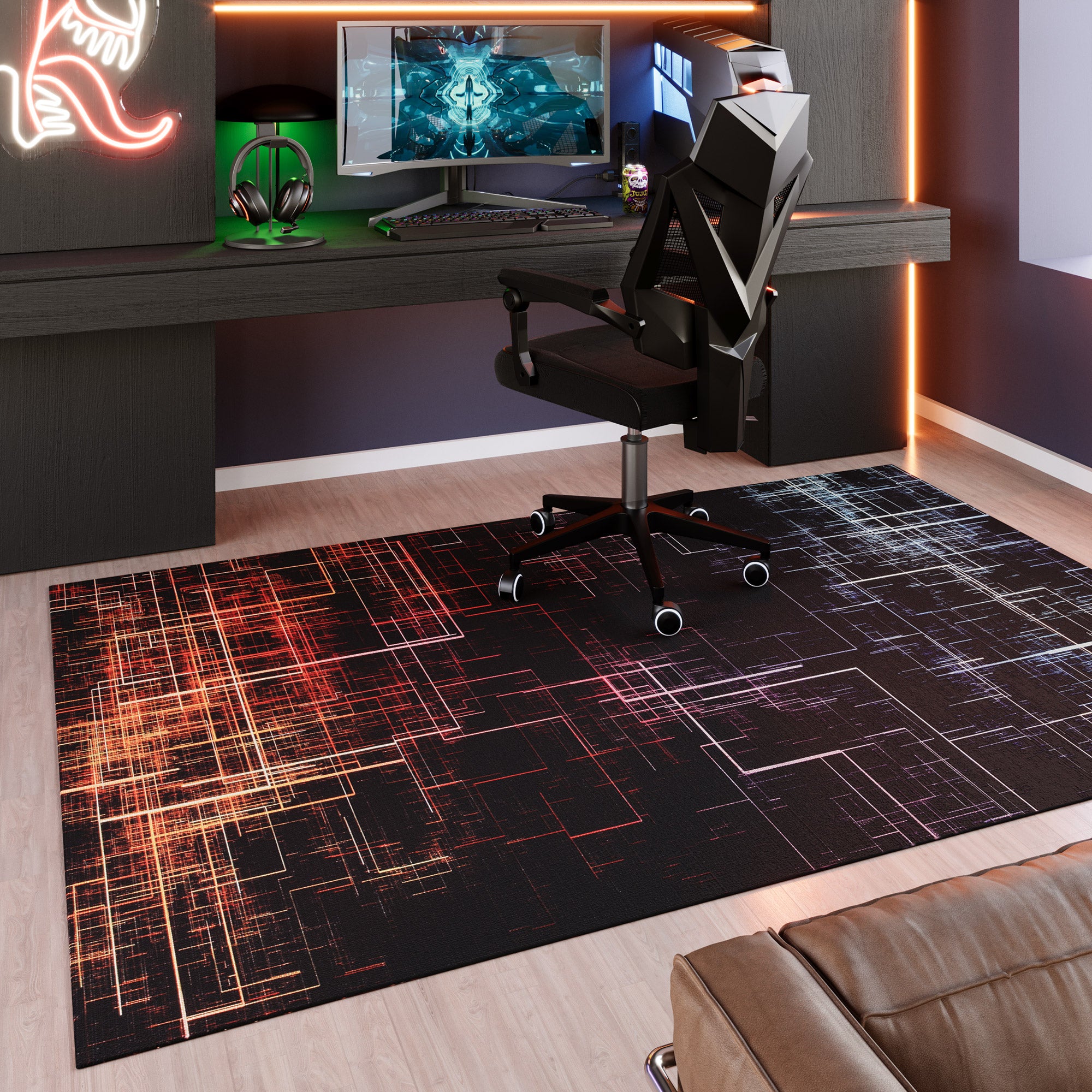 weconhome-gamerteppich-quantum-warp-schwarz-multi-gewebt-antirutsch-oeko-tex image 2