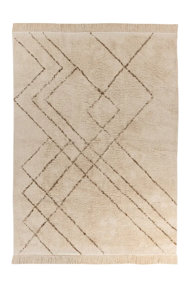 kayoom-mylen-425-flachflorteppich-100-baumwolle-creme-braun-geometrisches-design image 1
