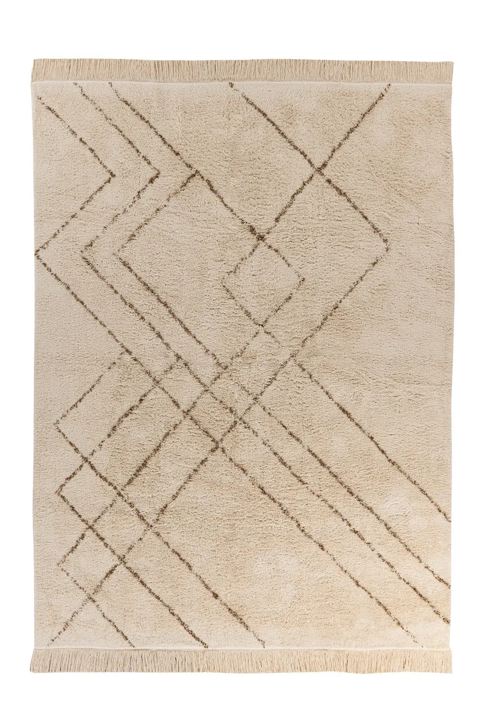 kayoom-mylen-425-flachflorteppich-100-baumwolle-creme-braun-geometrisches-design image 1