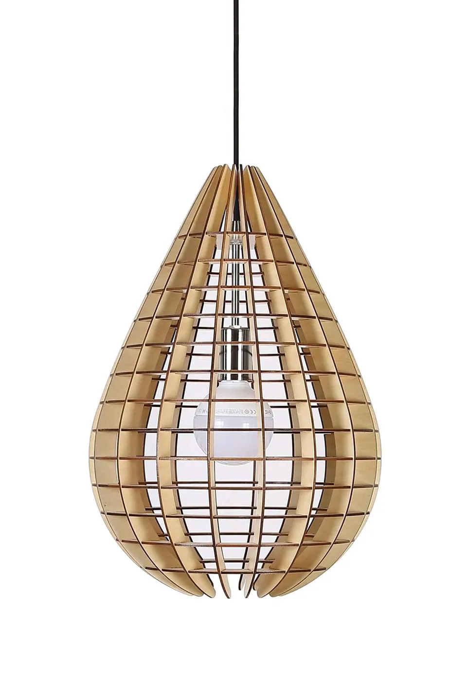 kayoom-h-ngelampe-illumination-holz-design-h-ngelampe-birnenf-rmig-naturholz image 1
