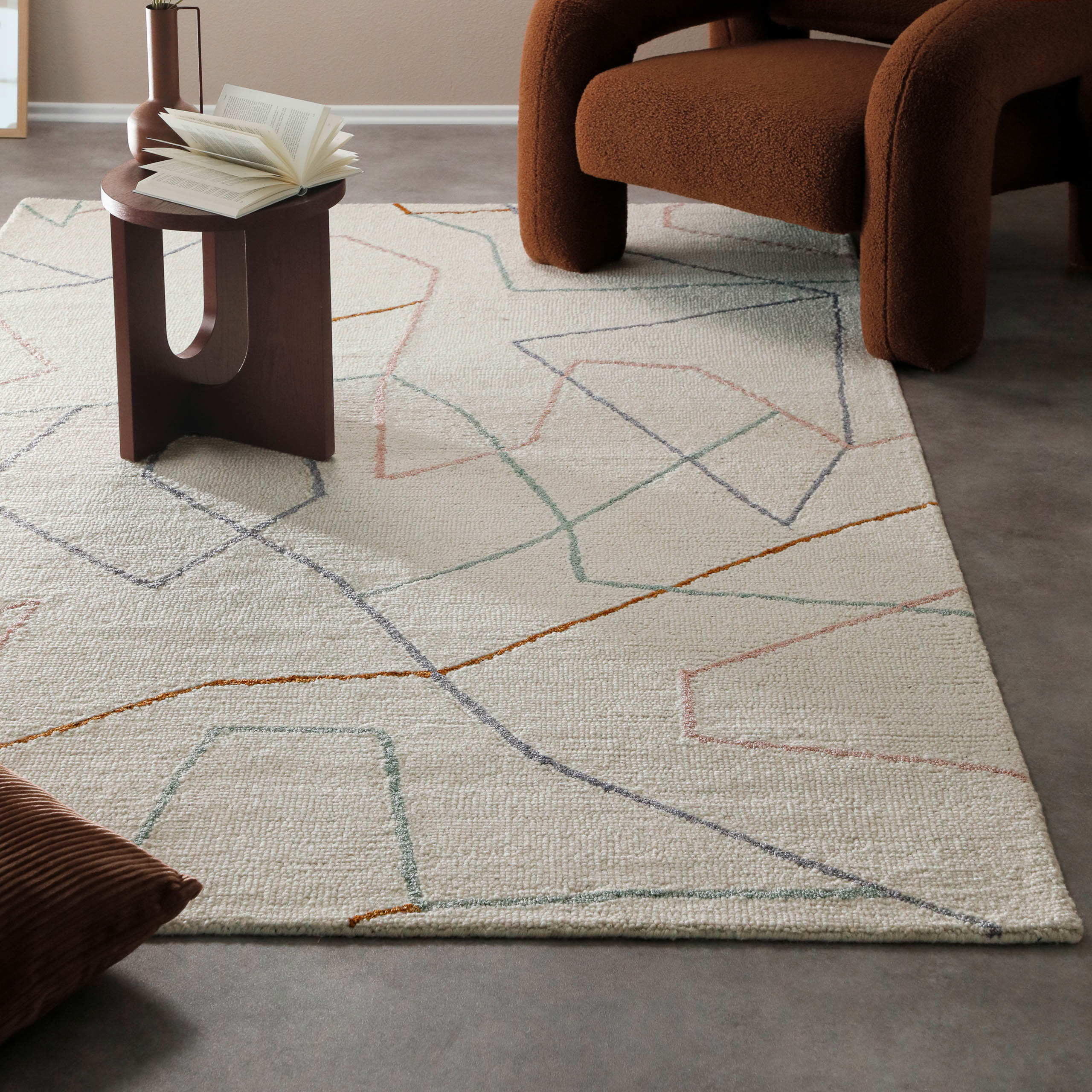weconhome-nox-kurzflorteppich-creme-wei-schurwolle-rund image 2