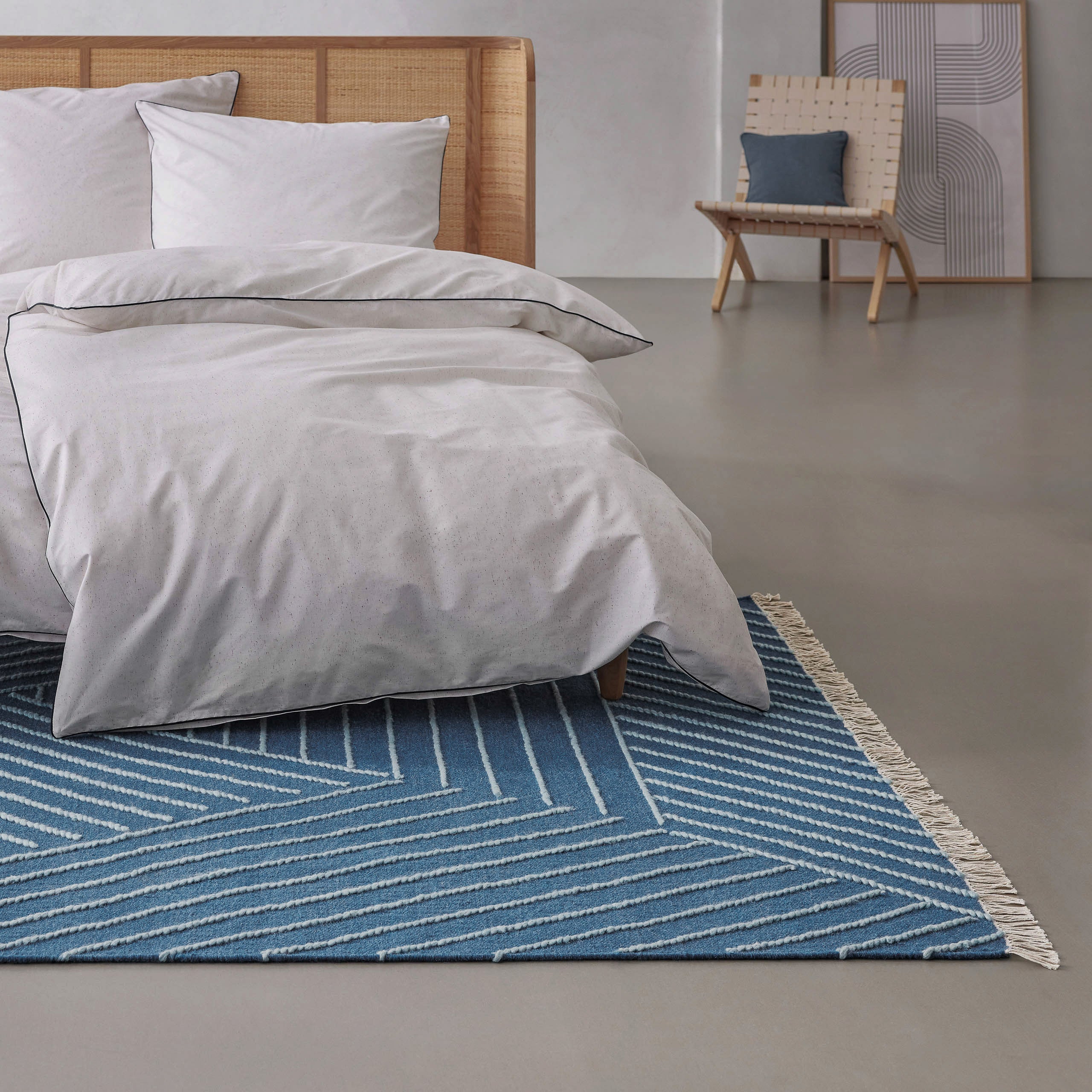 weconhome-kelim-teppich-ocean-lines-blau-handgewebter-kurzflor-teppich-aus-100-s image 6