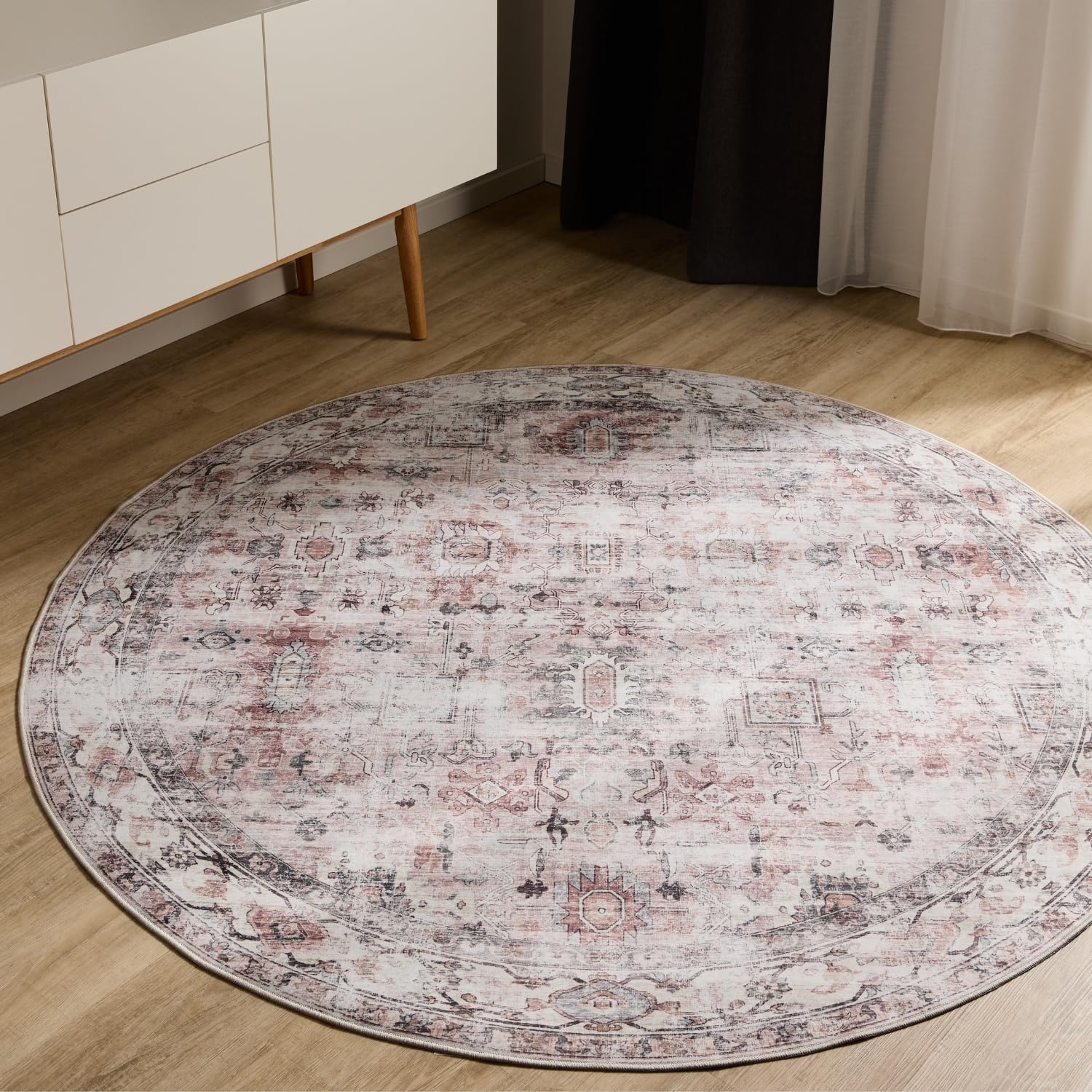 benuta-basic-george-teppich-120-cm-rund-creme-taupe-vintage-waschbar image 1