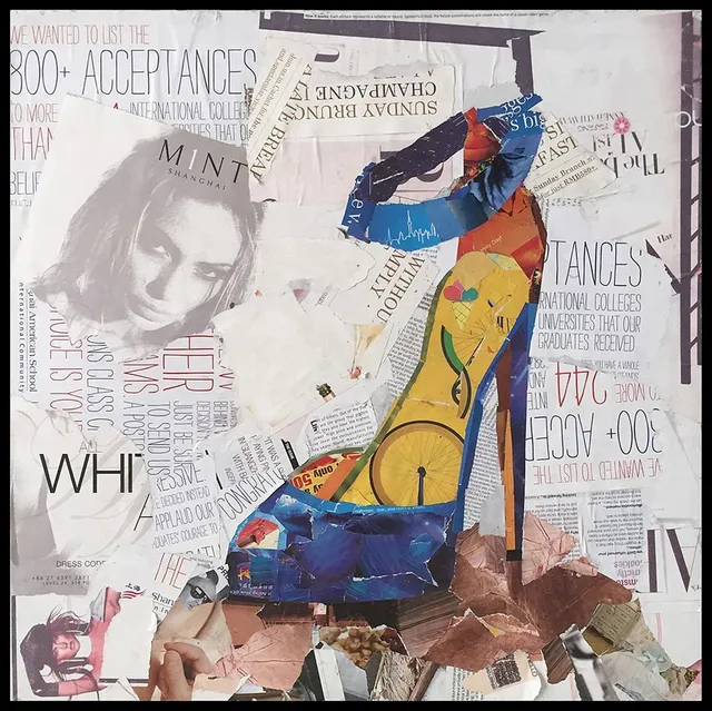 kayoom-papier-wandbild-dresscode-i-52cm-x-52cm-collage-aus-recycelten-magazinen image 1