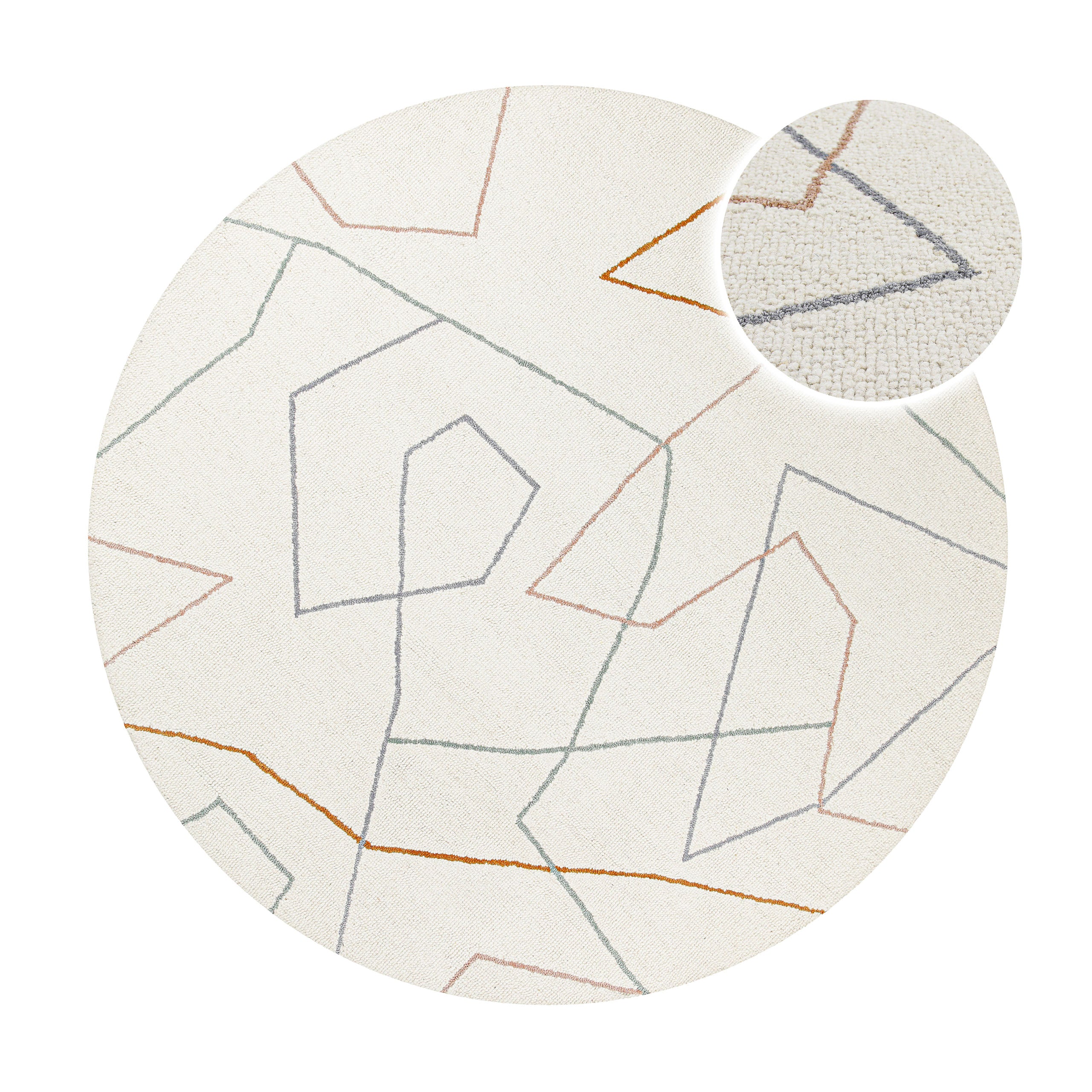 weconhome-kurzflorteppich-rund-creme-wei-nox-aus-schurwolle image 1