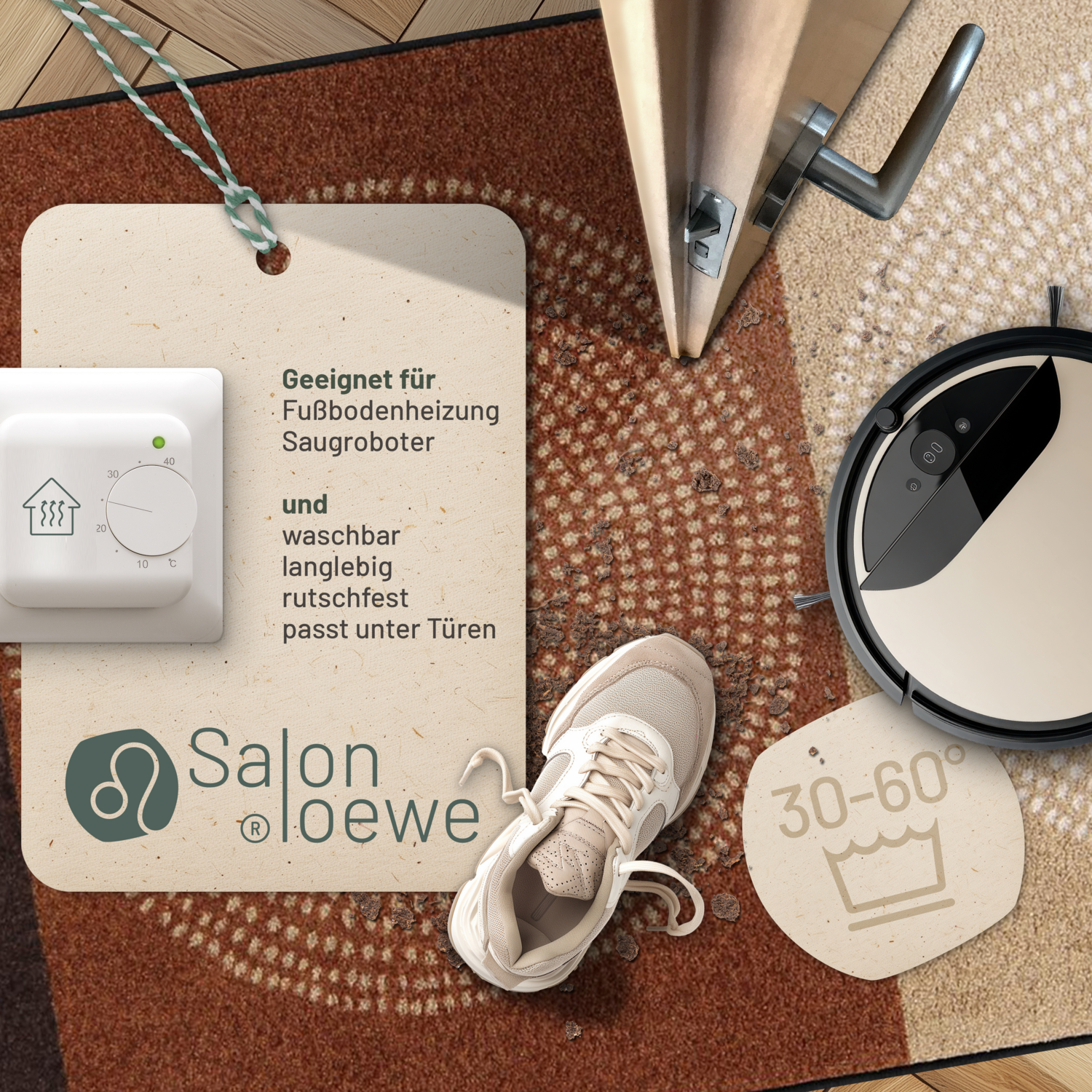salonloewe-nestor-mocca-teppich-115-x-175-cm-grafischer-schmutzfangteppich image 2
