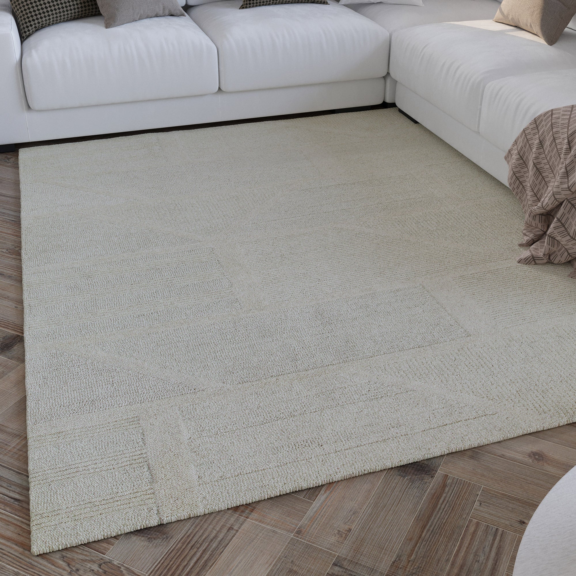 hamptons-by-weconhome-fifteen-kurzflor-teppich-creme-wei-handgetuftete-schurwoll image 2