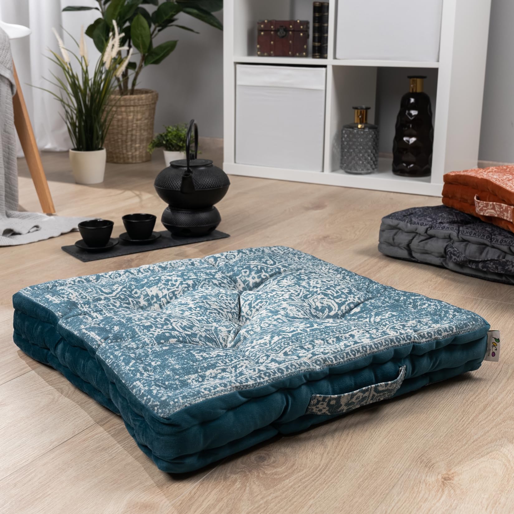 paco-home-bodenkissen-rund-blau-50x50x8-cm image 2