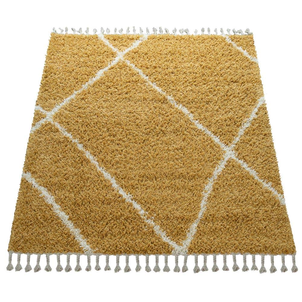 paco-home-shaggy-teppich-hochflor-rauten-skandi-gelb-140x200-cm image 4