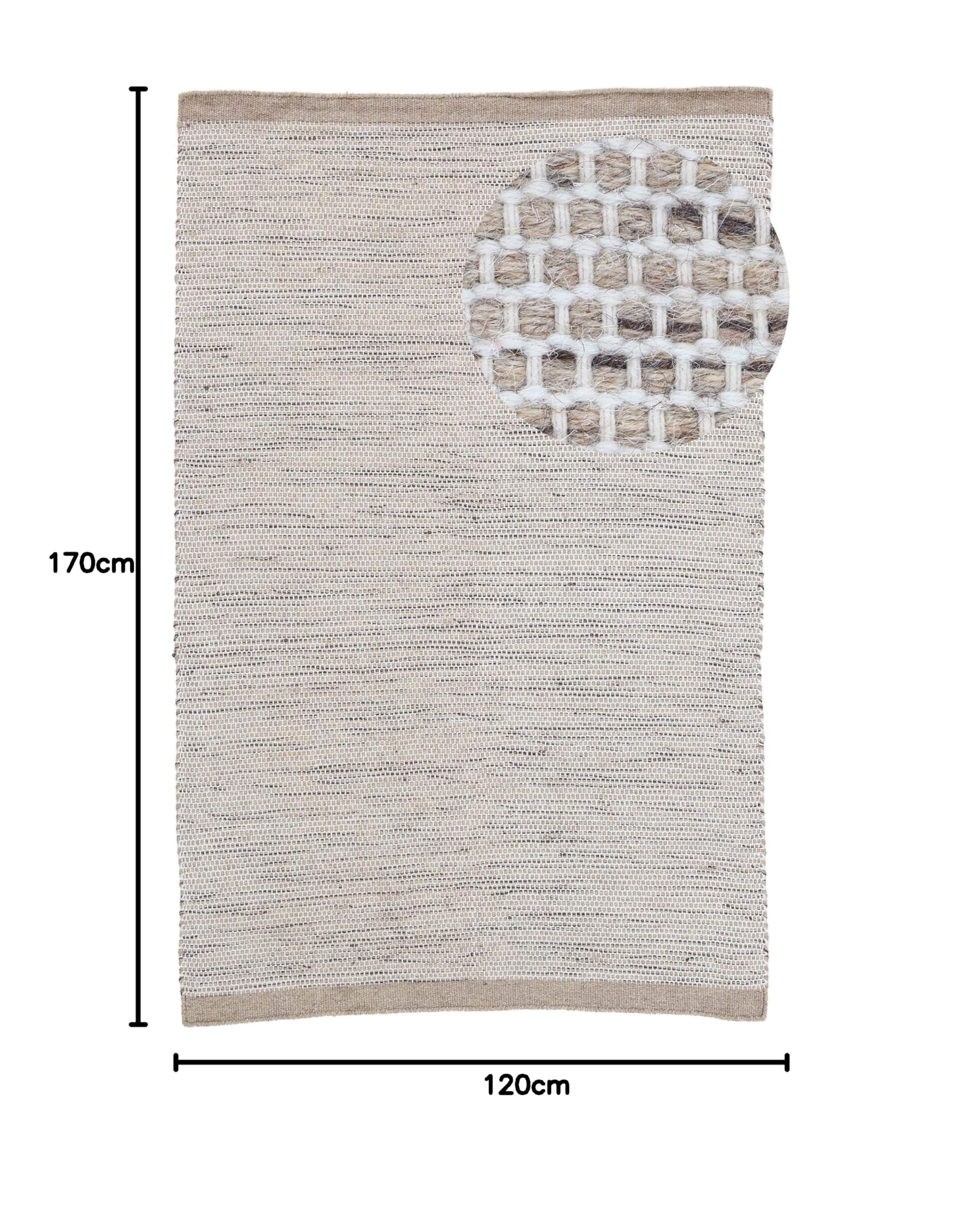 carpetfine-wollteppich-mona-taupe-120x170-cm-wohnzimmer-teppich image 2