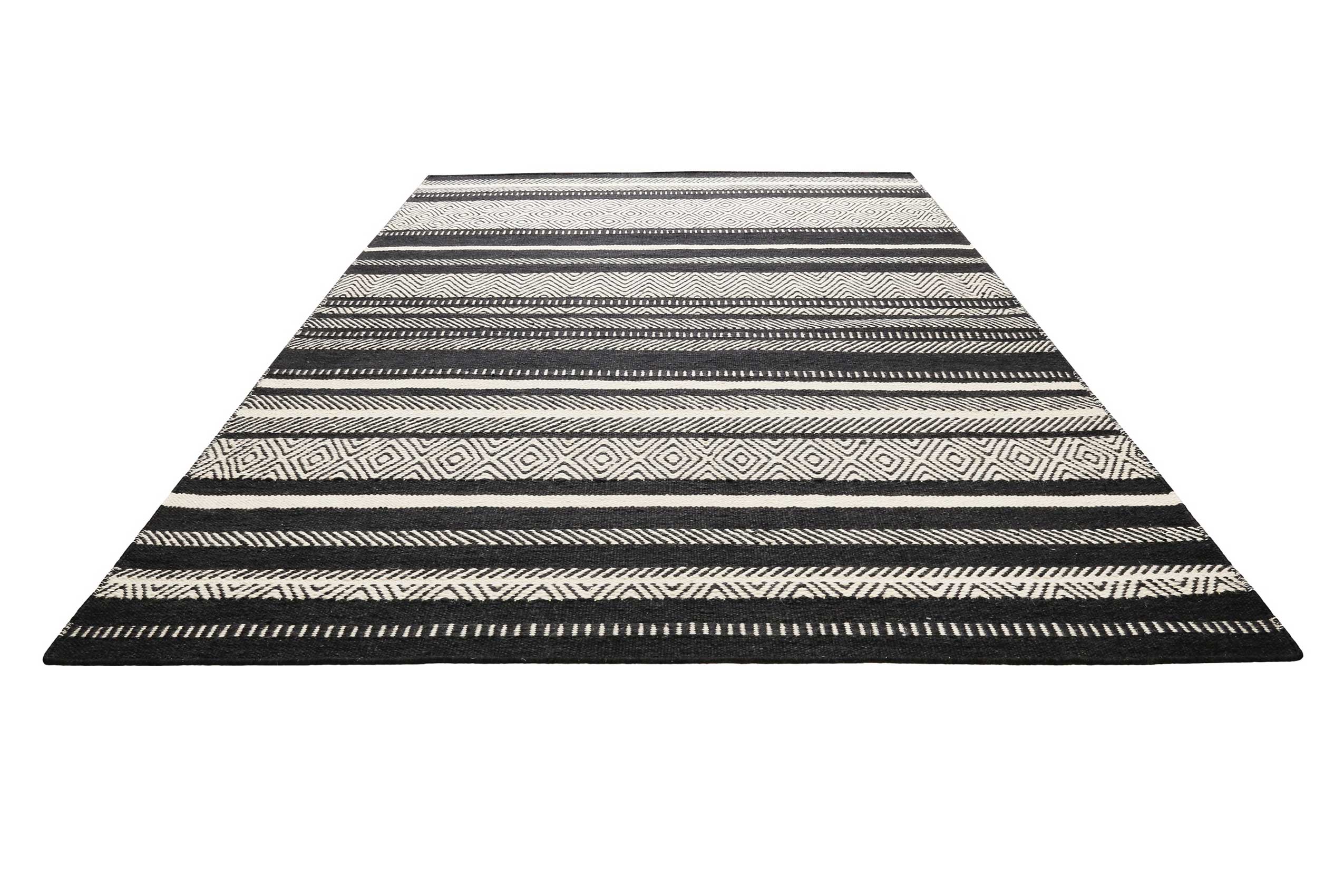 green-looop-dijon-kelim-teppich-schwarz-beige-wolle-handgewebt image 2
